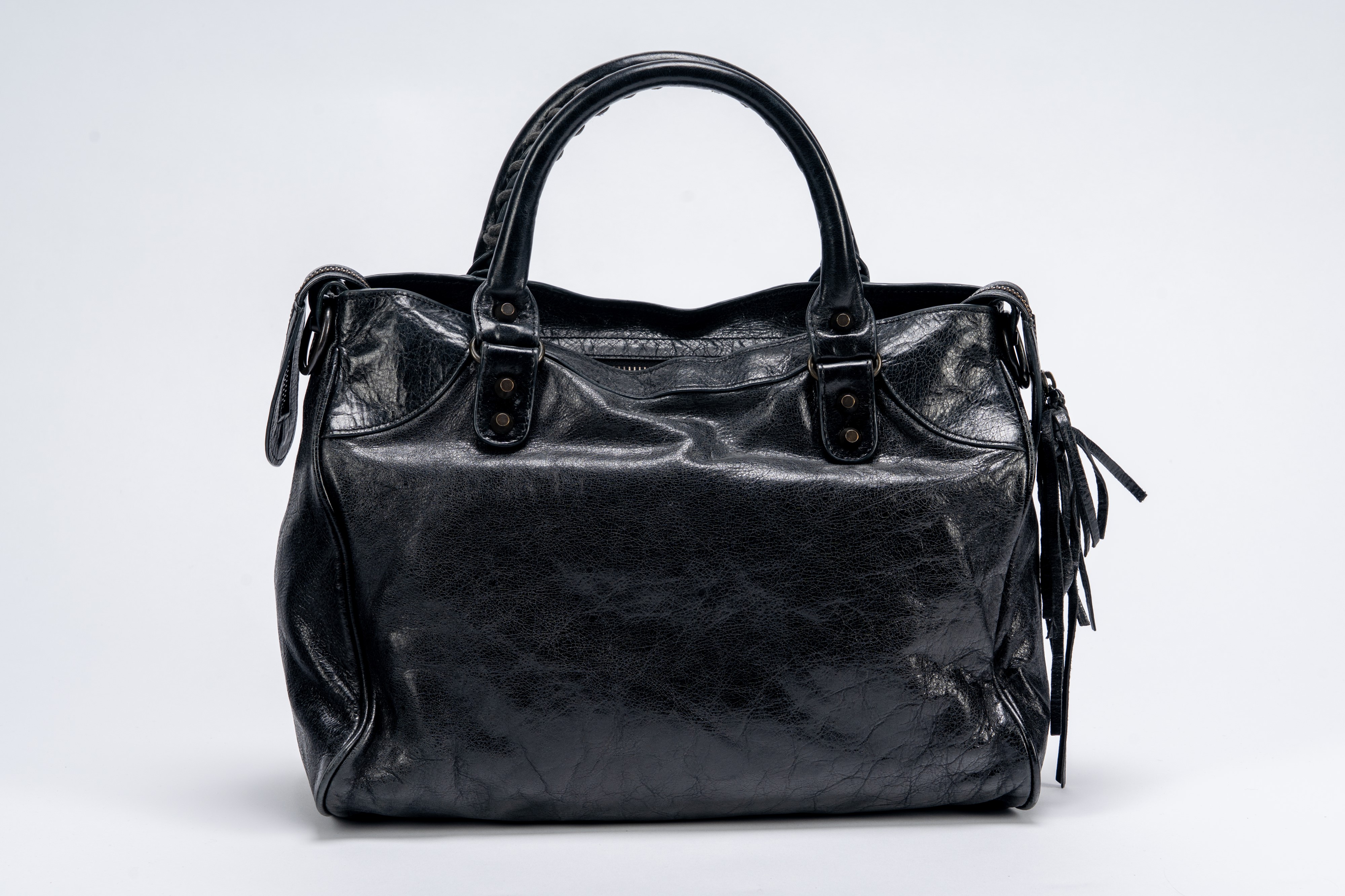 Balenciaga - Borsa City, in pelle nera con chiusura a cerniera