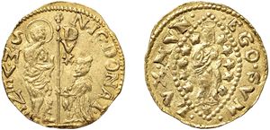 NICOLO' DONA', doge XCIII (1618) - Falso attribuito a Luigi Cigoi del 1/4 di Zecchino di Nicol&ograve; Don&agrave;, coniato nel XIX sec.