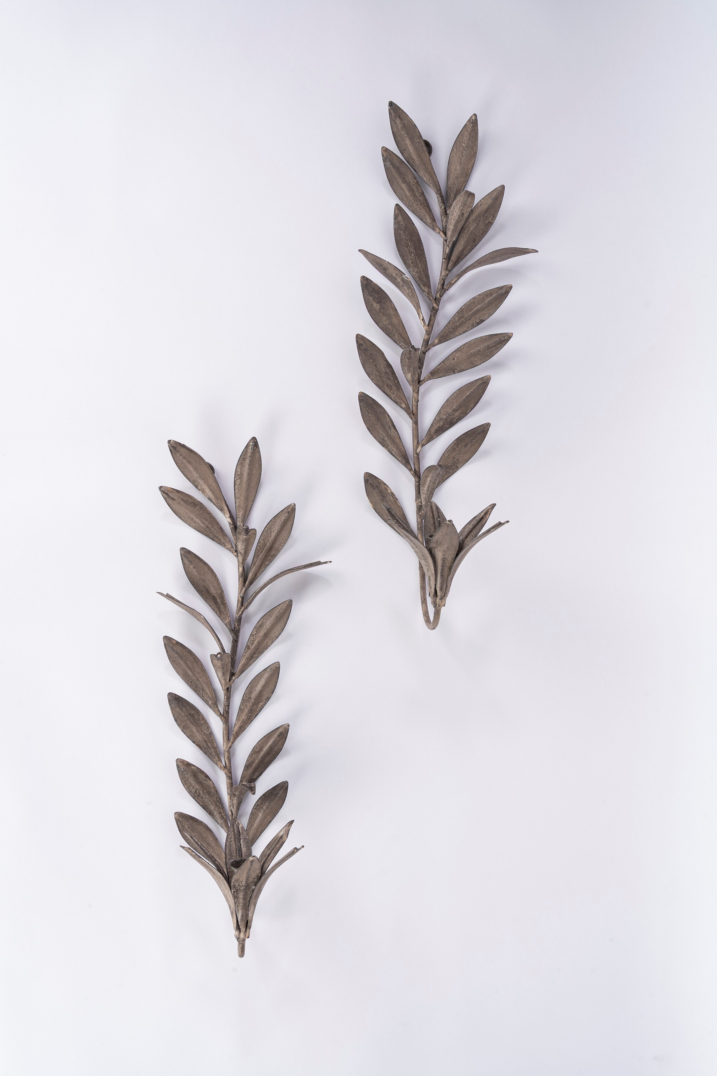 Appliques, Coppia di appliques in ferro battuto a forma di ramo d’ulivo