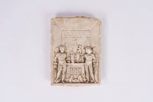 Calco in gesso raffigurante Madonna con Bambino tra Santi