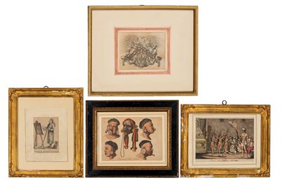 Incisioni, lotto di quattro opere su carta (inc. di epoche diverse), varie misure