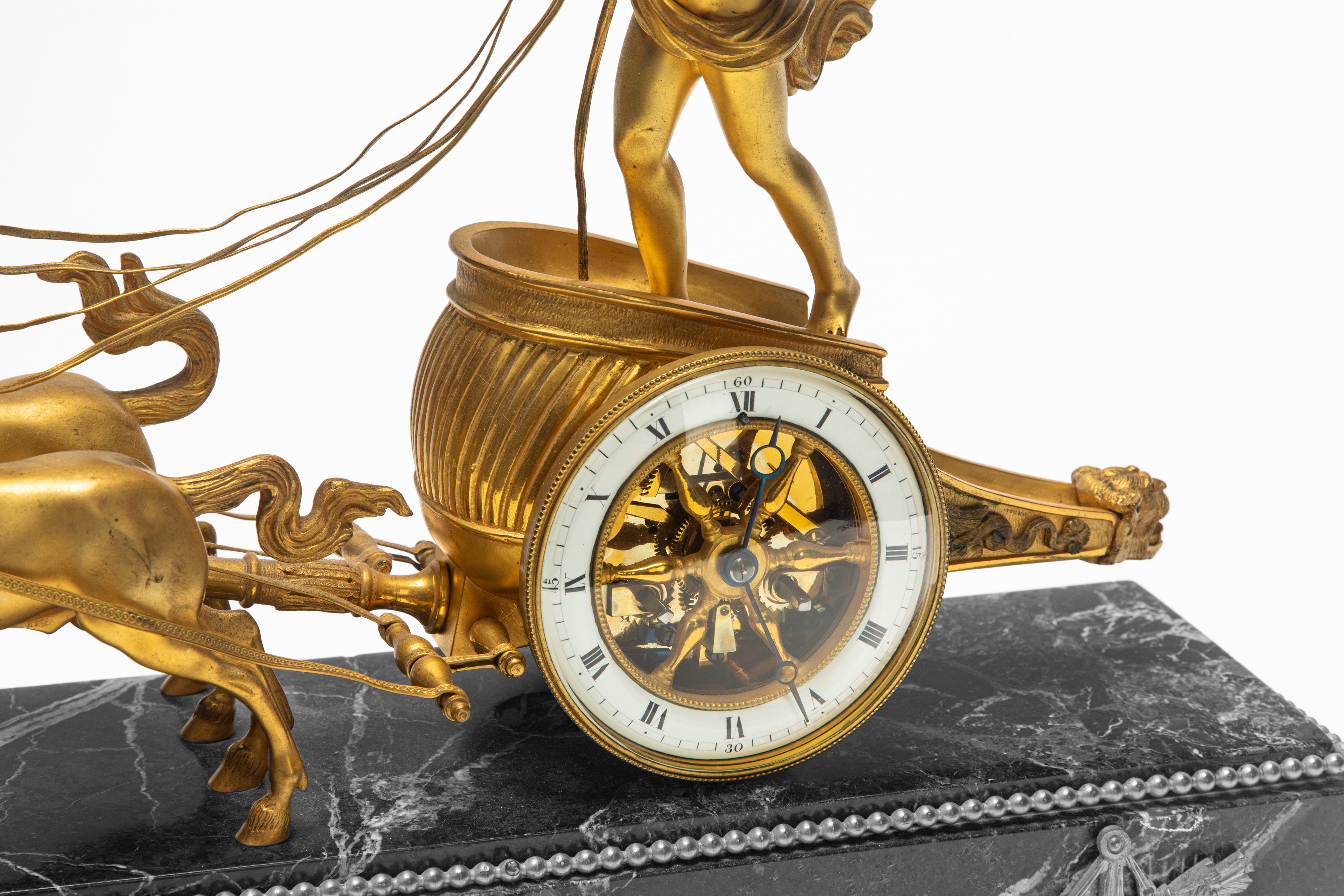 Orologio da tavolo, marmo e bronzo dorato, inizio XIX secolo