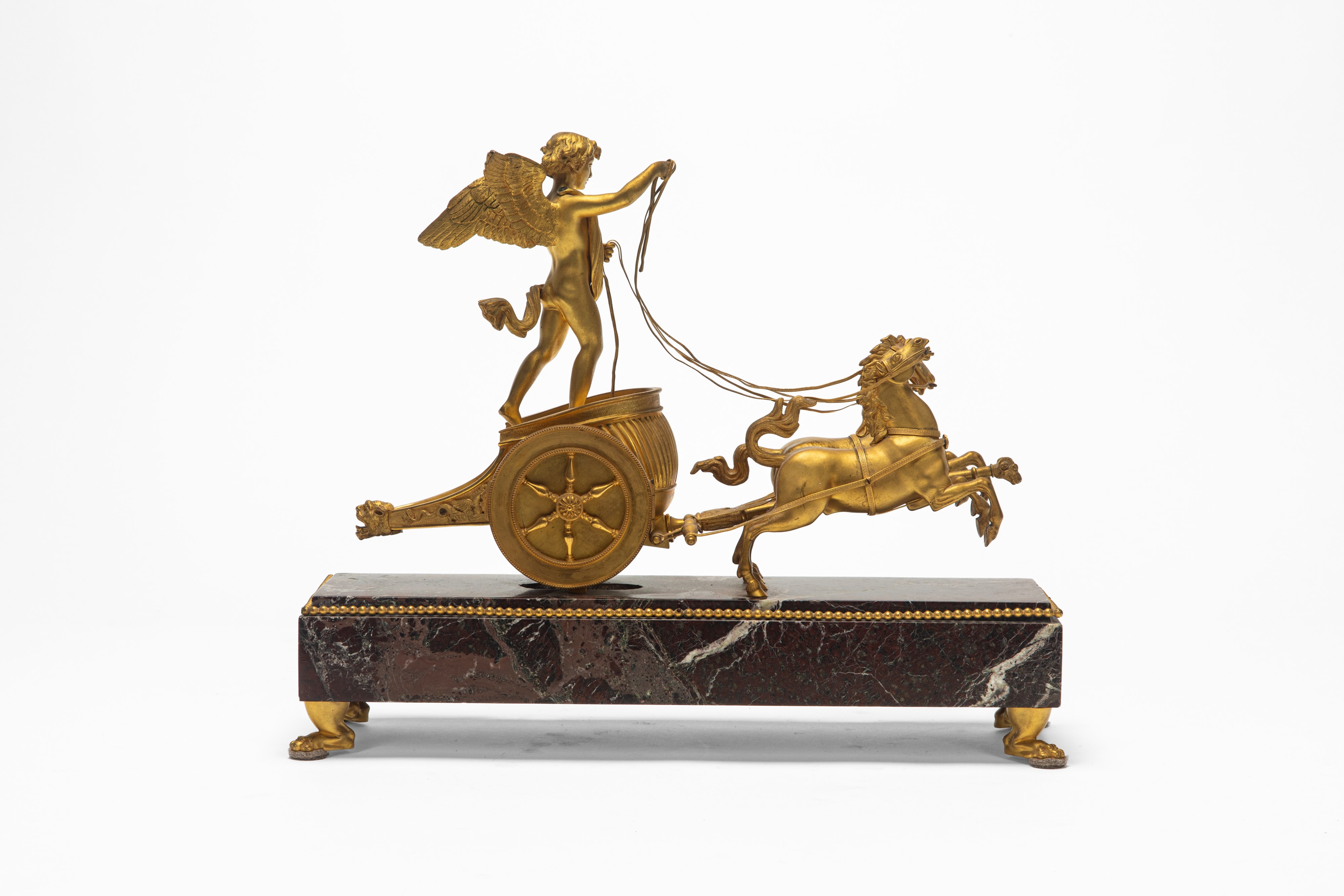 Orologio da tavolo, marmo e bronzo dorato, inizio XIX secolo