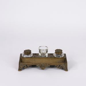 Calamaio in bronzo dorato, fine secolo XIX