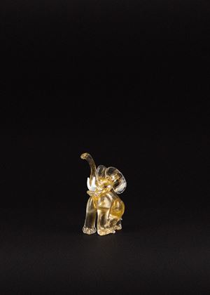 Elefantino in vetro di Murano ad avventurina, probabilmente Ercole Barovier, anni '50 del Novecento