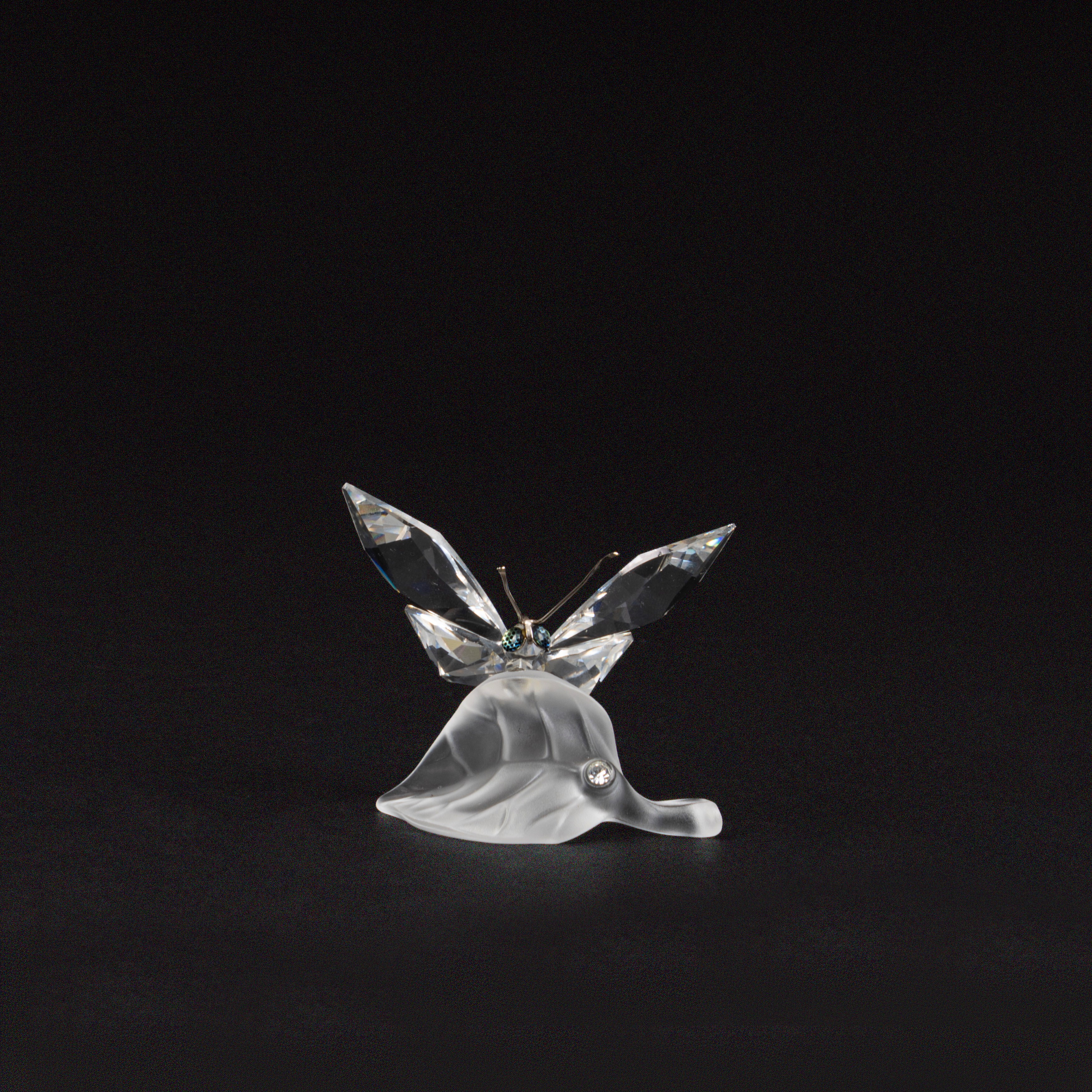 Swarovski - Farfalla su foglia in cristallo (serie In the Secret Garden)