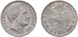 VITTORIO EMANUELE III (1900-1943) - 2 Lire 1907, "Aquila sabauda", Roma.