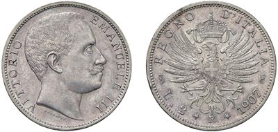 Vittorio Emanuele III, 2 Lire 1907 «Aquila sabauda» (argento)