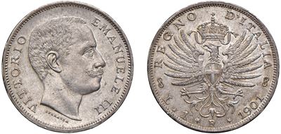 Filippo Speranza, Lira 1901 con Aquila sabauda (argento) — Roma