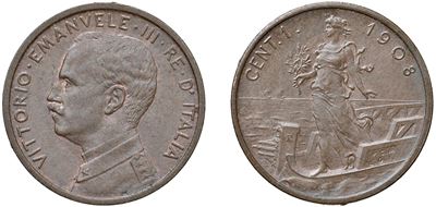 Vittorio Emanuele III, Centesimo 1908 (Roma) — rame