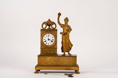 Pendola in bronzo dorato, Allegoria dell’estate (fanciulla con spighe di grano), secolo XIX
