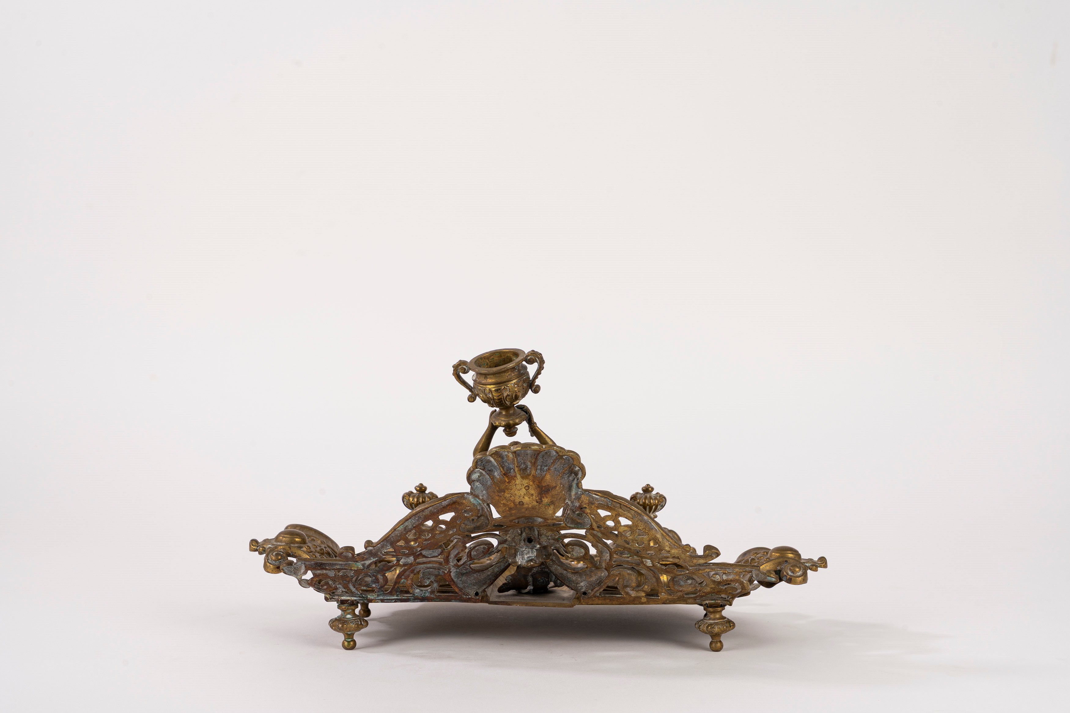 Calamaio in ottone dorato, secolo XIX