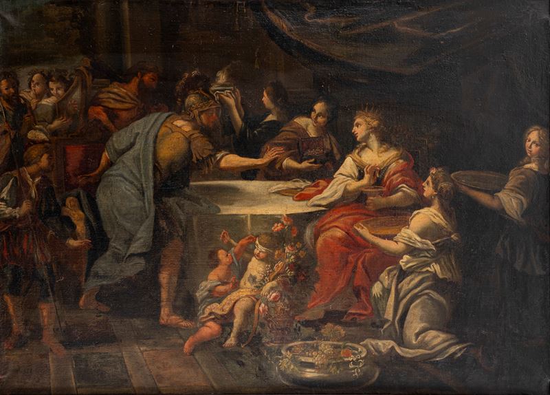 Scuola Dell'italia Centrale, Secolo XVIII - Il banchetto di Cleopatra, olio su tela