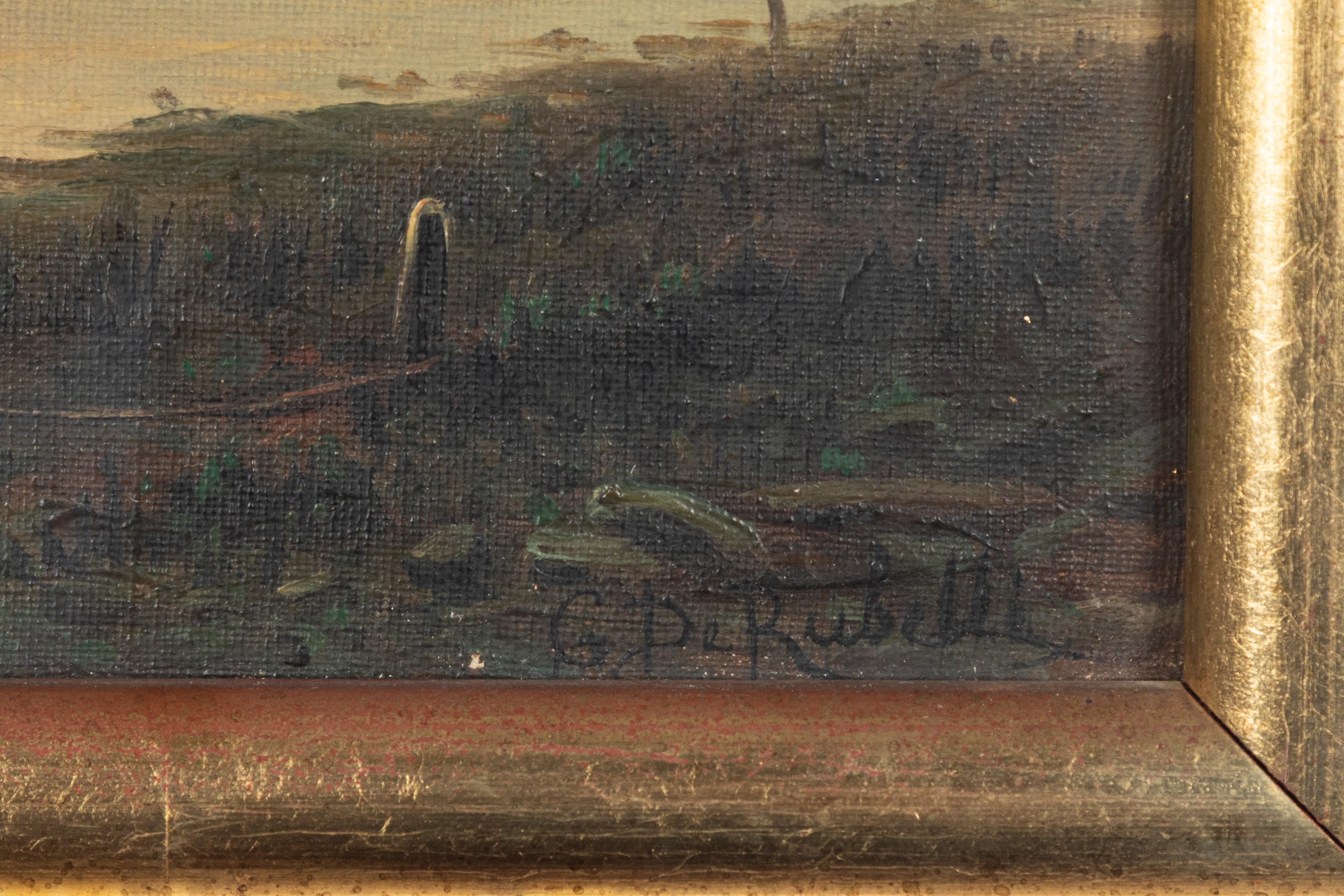 Giuseppe De Rubelli - Barca al tramonto, olio su tela