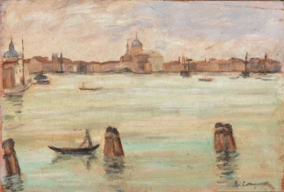 Veduta di Venezia, olio su tavola