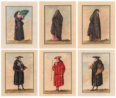 Costumi siciliani, serie di diciotto acquerelli su cartoncino