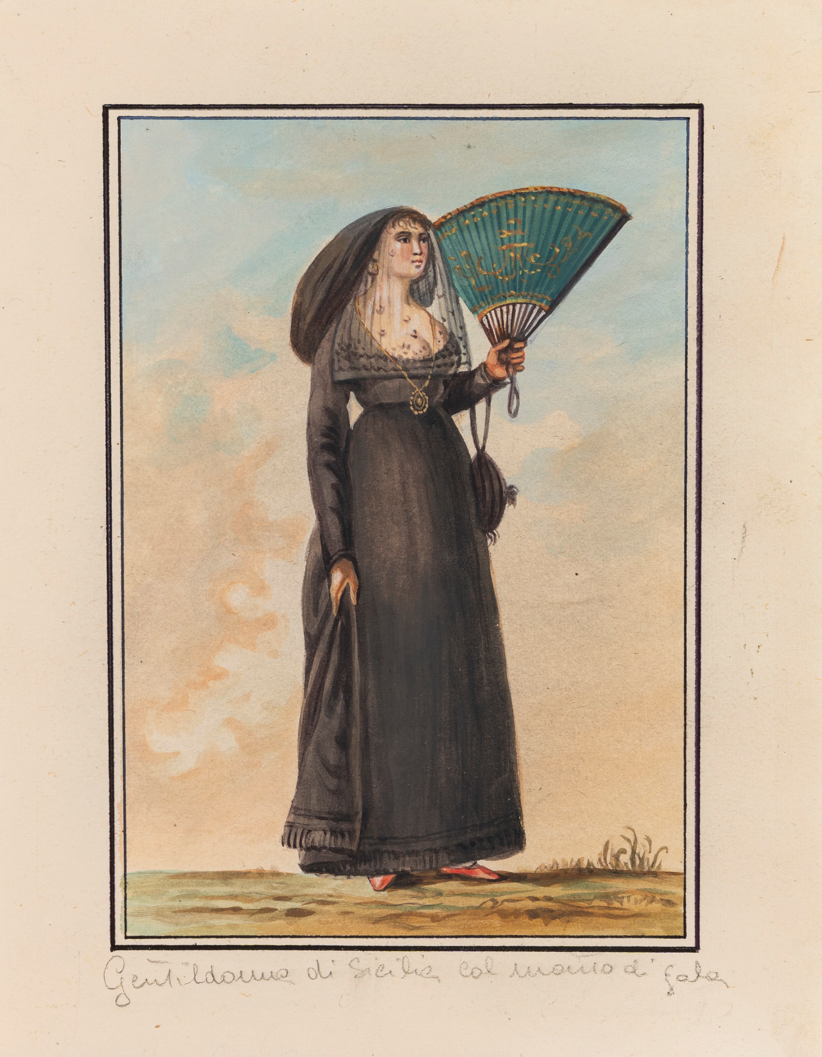 Scuola Siciliana, Fine XVIII - Inizi XIX Secolo - Costumi siciliani, serie di diciotto acquerelli...