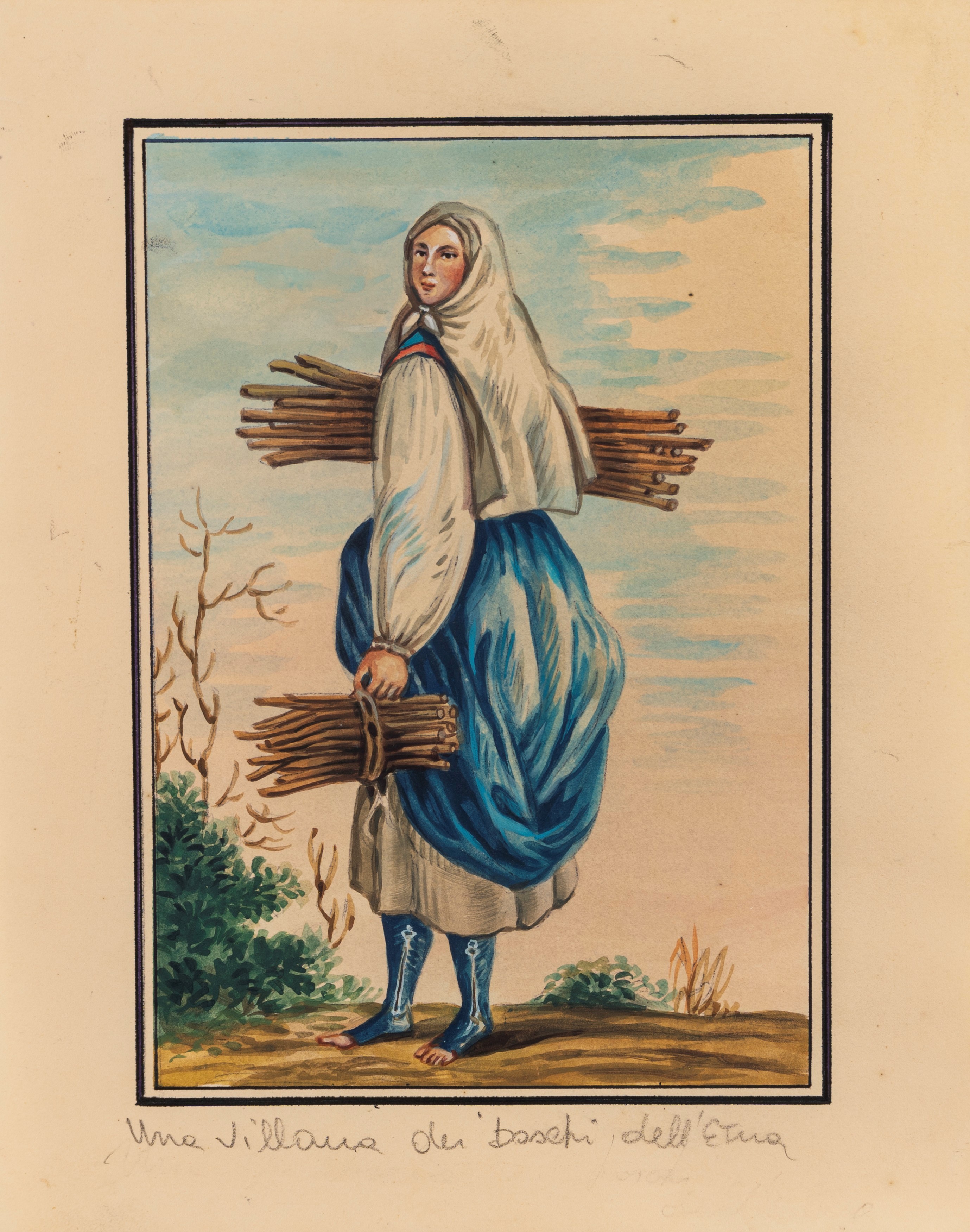 Scuola Siciliana, Fine XVIII - Inizi XIX Secolo - Costumi siciliani, serie di diciotto acquerelli...
