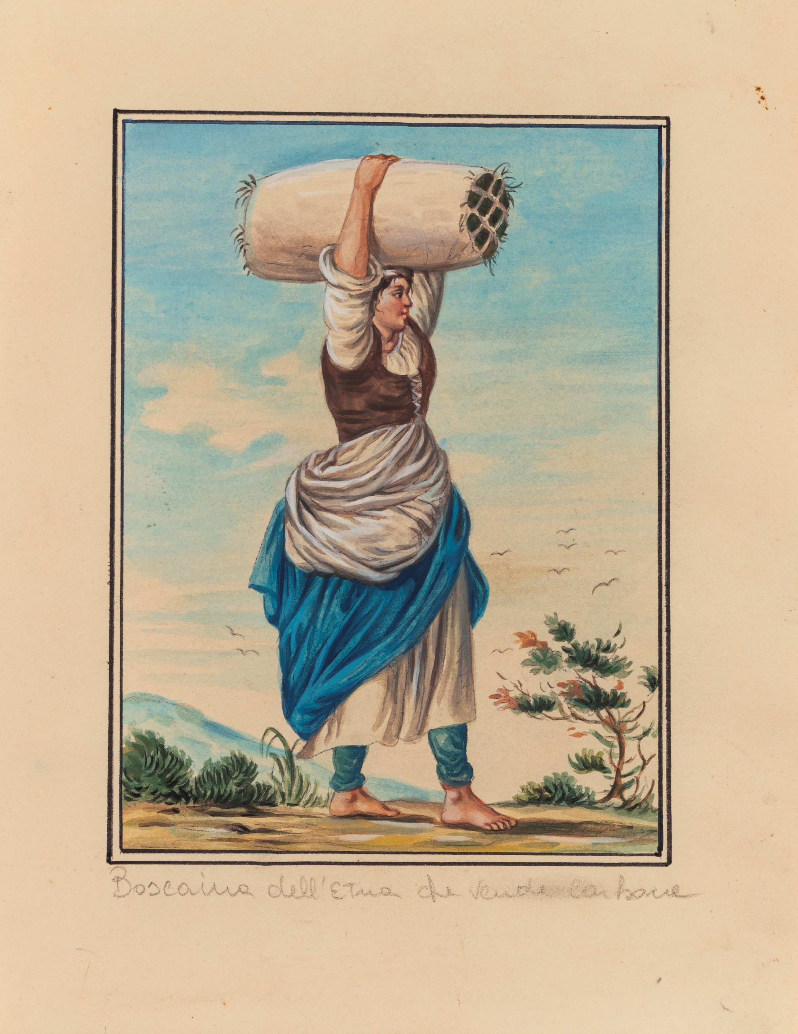 Scuola Siciliana, Fine XVIII - Inizi XIX Secolo - Costumi siciliani, serie di diciotto acquerelli...
