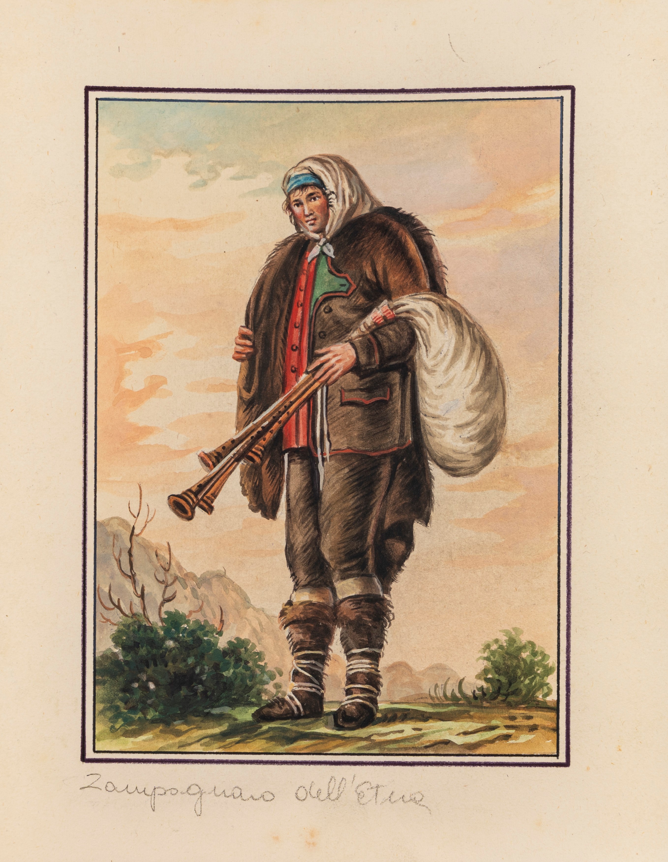 Scuola Siciliana, Fine XVIII - Inizi XIX Secolo - Costumi siciliani, serie di diciotto acquerelli...