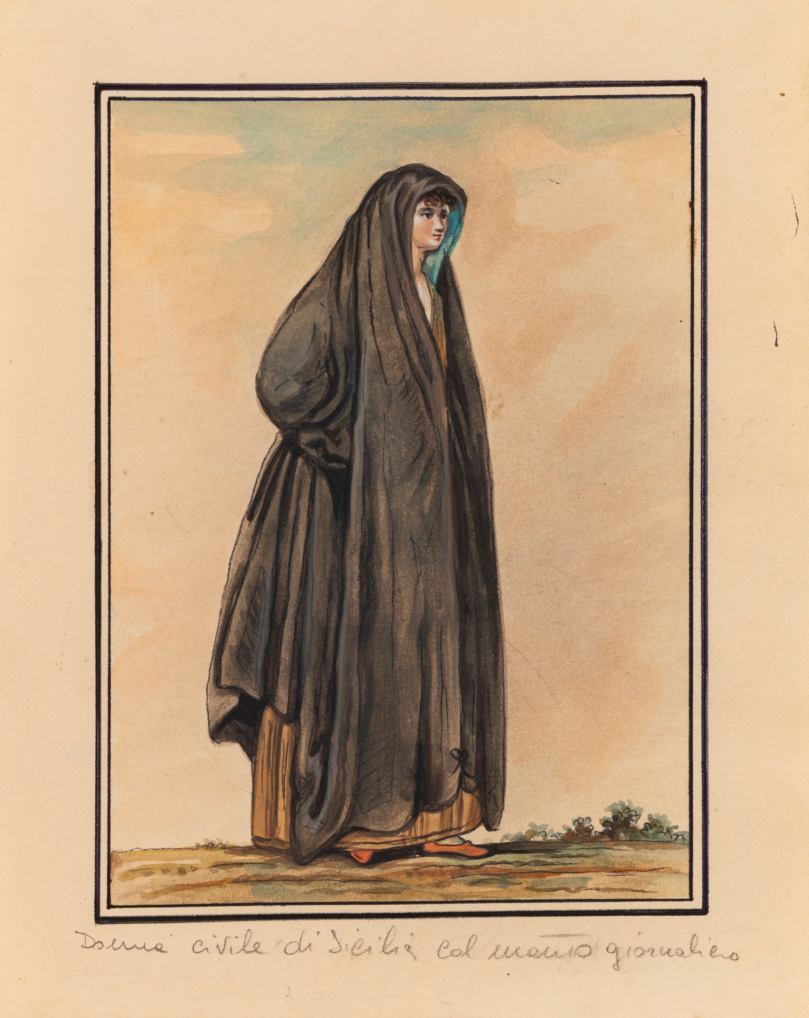 Scuola Siciliana, Fine XVIII - Inizi XIX Secolo - Costumi siciliani, serie di diciotto acquerelli...