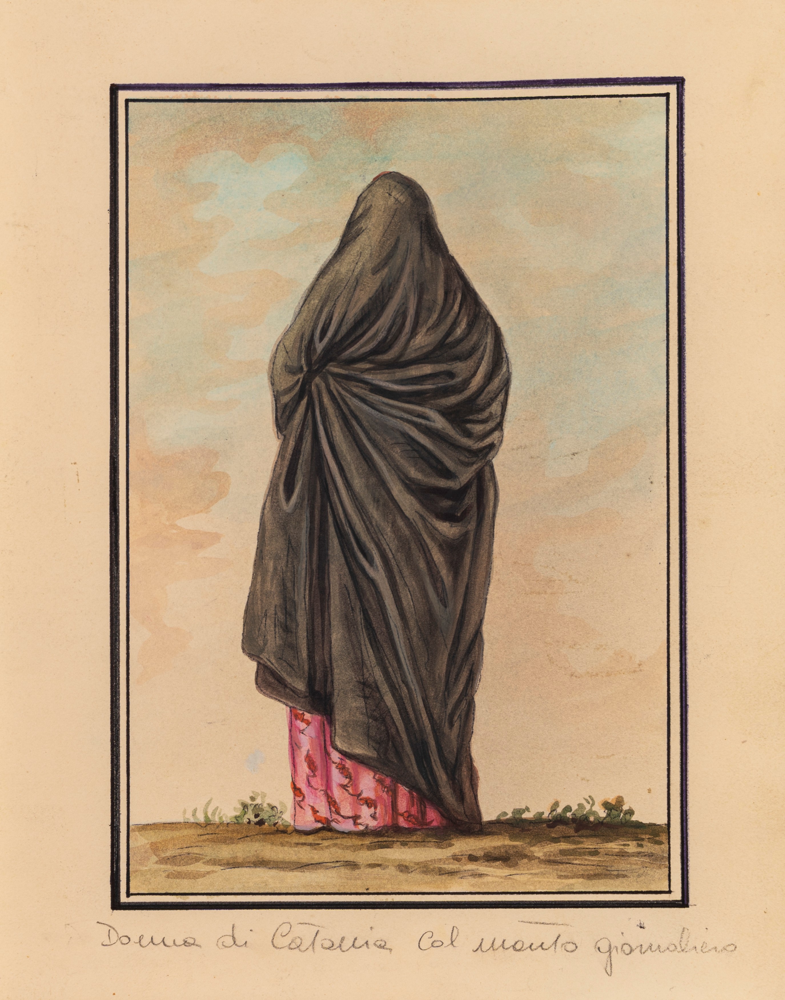 Scuola Siciliana, Fine XVIII - Inizi XIX Secolo - Costumi siciliani, serie di diciotto acquerelli...