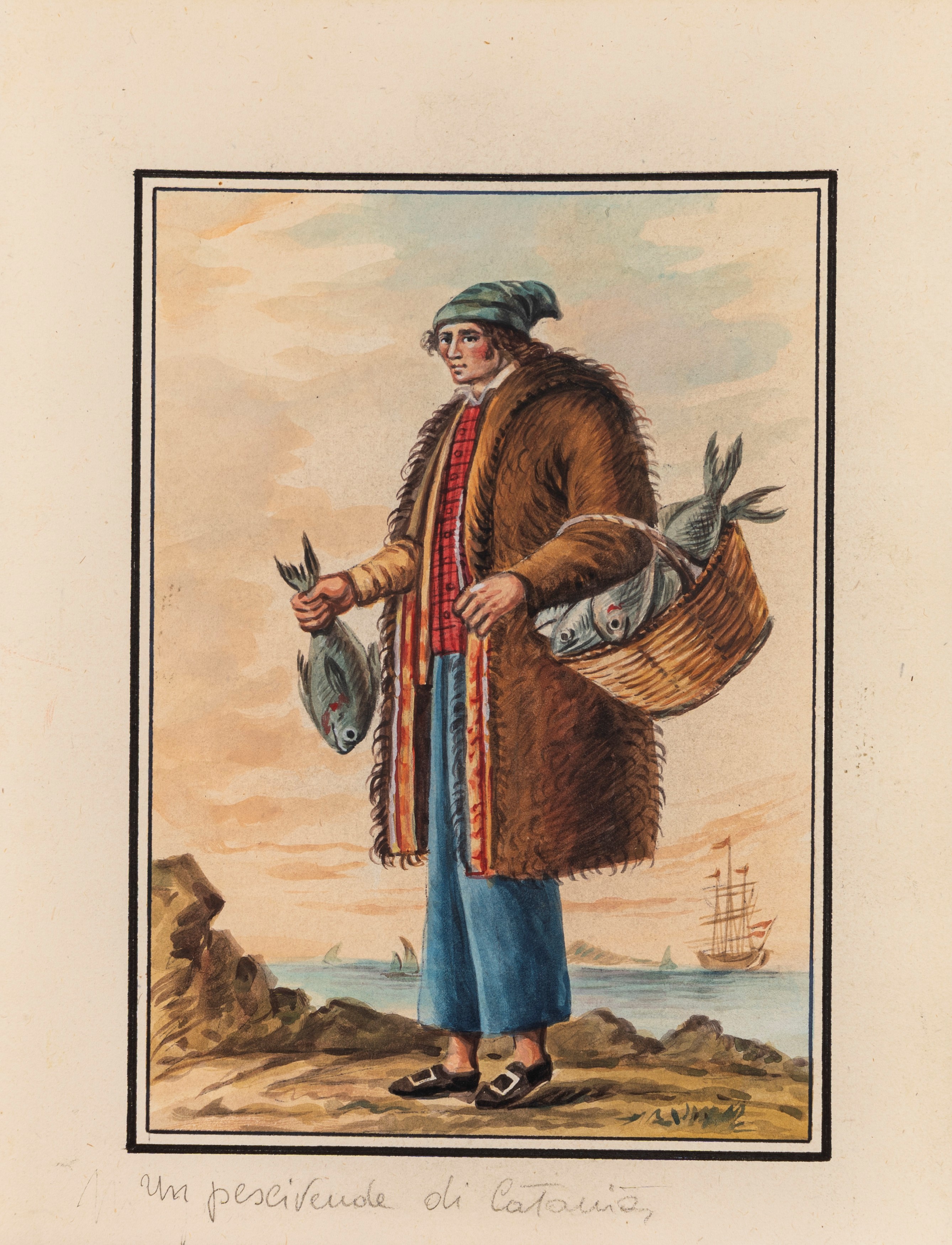 Scuola Siciliana, Fine XVIII - Inizi XIX Secolo - Costumi siciliani, serie di diciotto acquerelli...