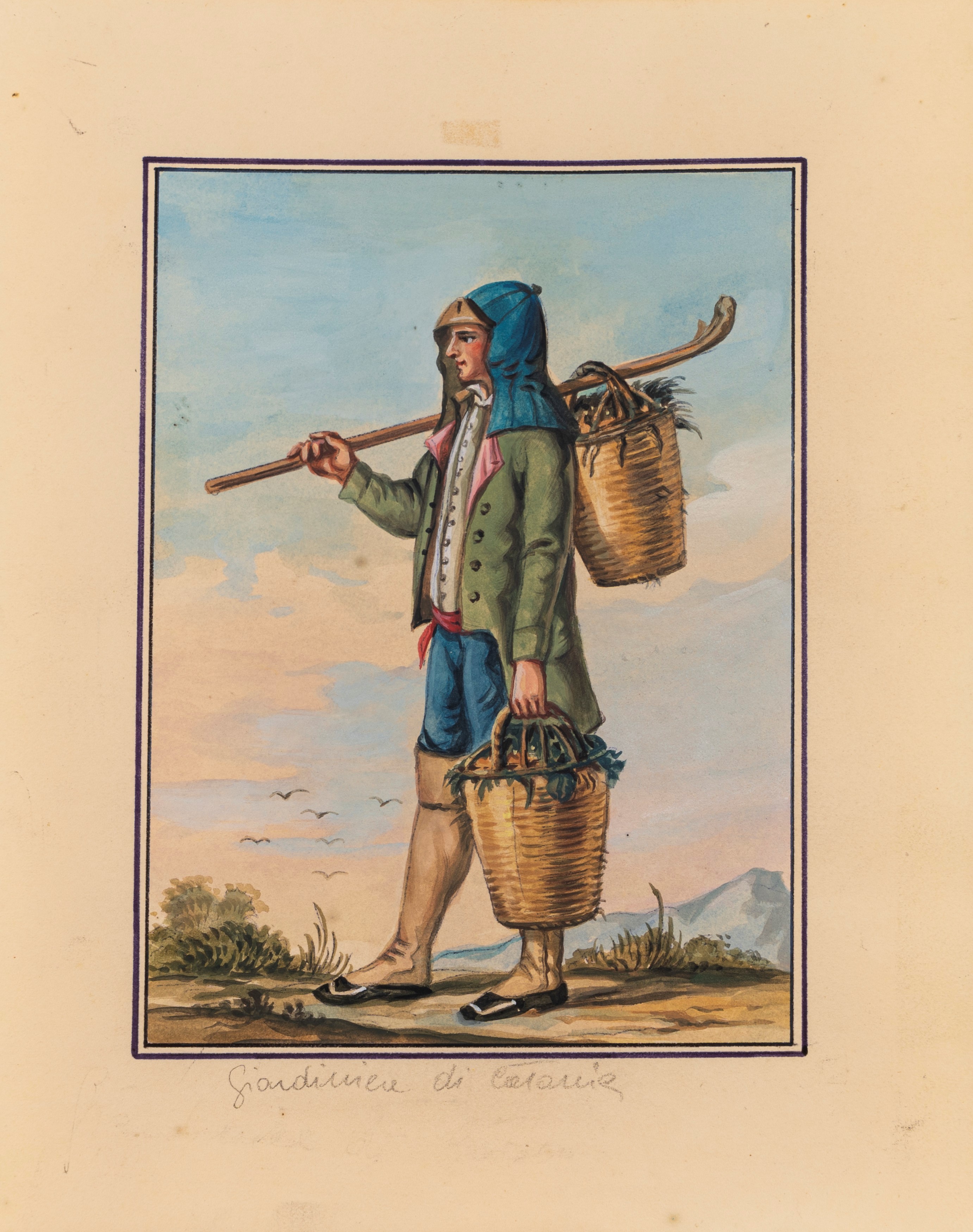 Scuola Siciliana, Fine XVIII - Inizi XIX Secolo - Costumi siciliani, serie di diciotto acquerelli...