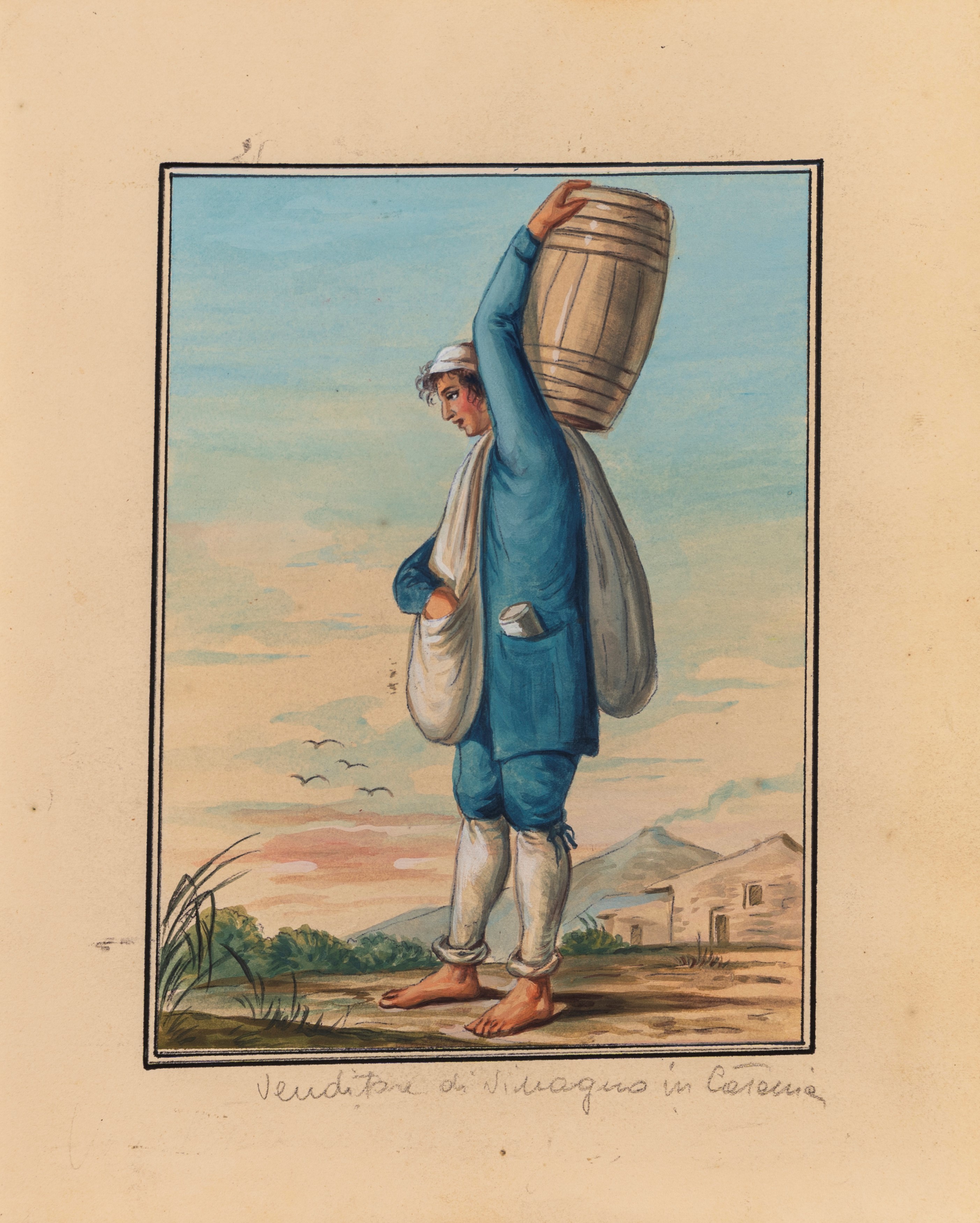 Scuola Siciliana, Fine XVIII - Inizi XIX Secolo - Costumi siciliani, serie di diciotto acquerelli...