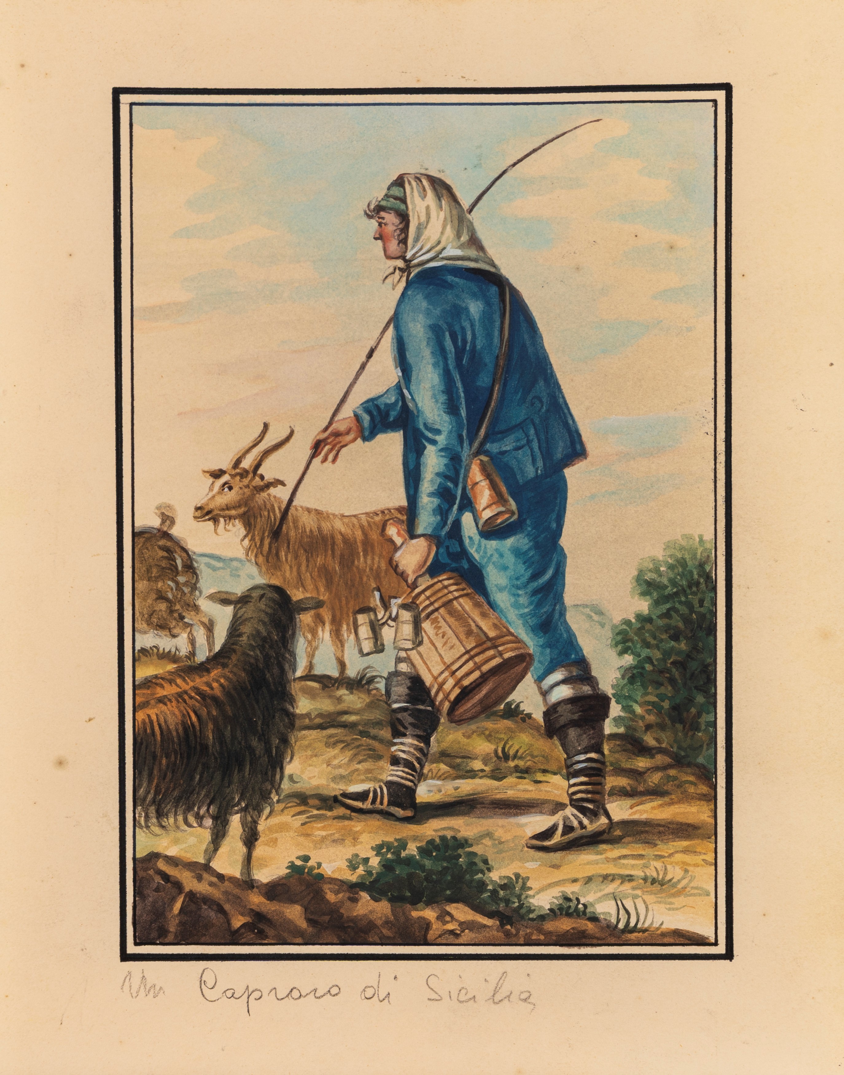 Scuola Siciliana, Fine XVIII - Inizi XIX Secolo - Costumi siciliani, serie di diciotto acquerelli...