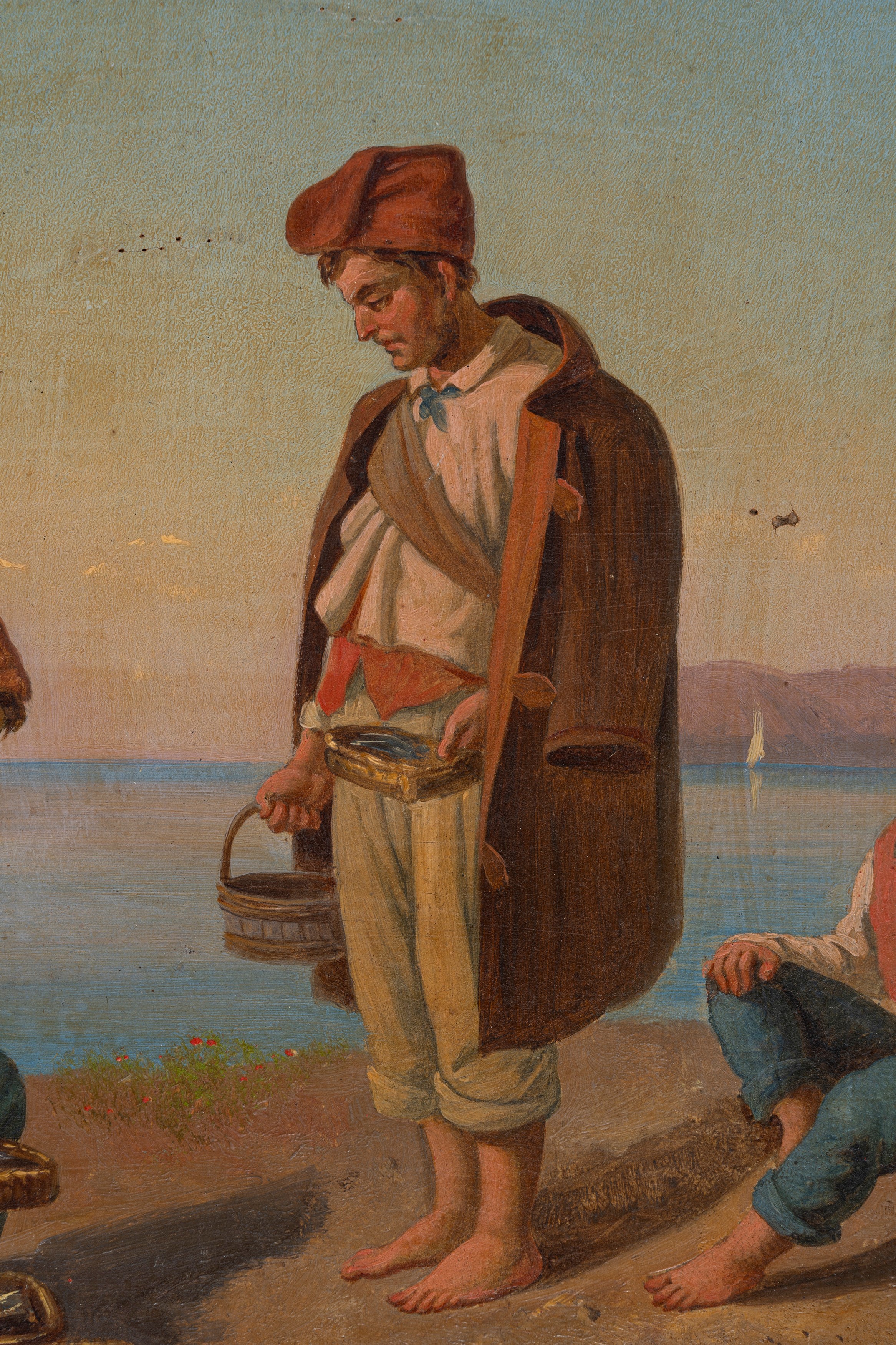 Salvatore Montullo - Costumi popolari napoletani con Pescatori e Pastore con nipotino (coppia di ...