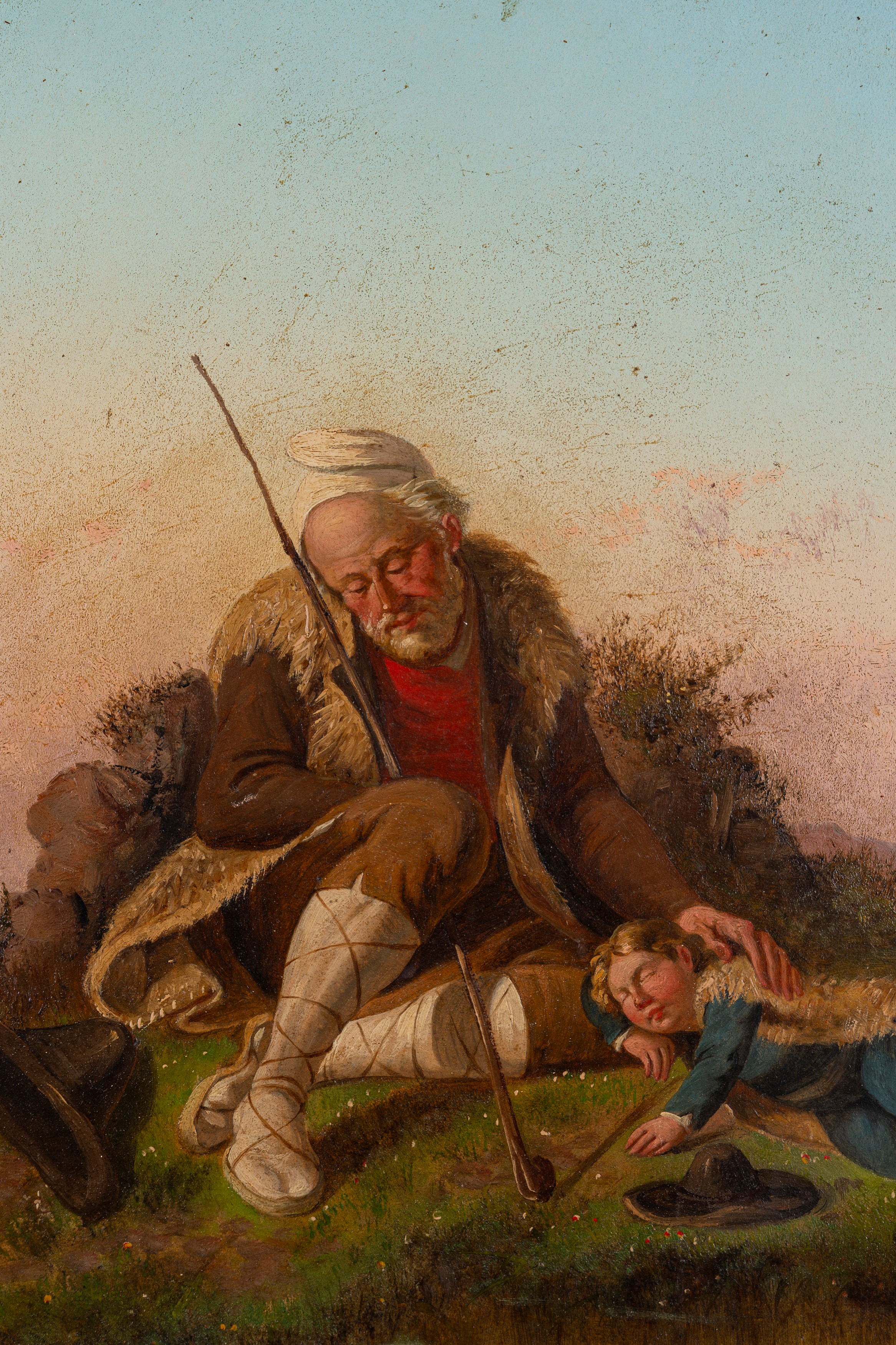 Salvatore Montullo - Costumi popolari napoletani con Pescatori e Pastore con nipotino (coppia di ...