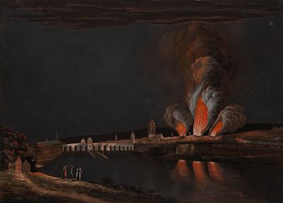 L'incendio di Francoforte, gouache su cartoncino (senza cornice)