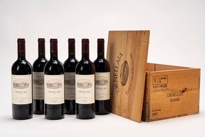 Ornellaia (6 BT) — datazione 2007, in cassa originale in legno