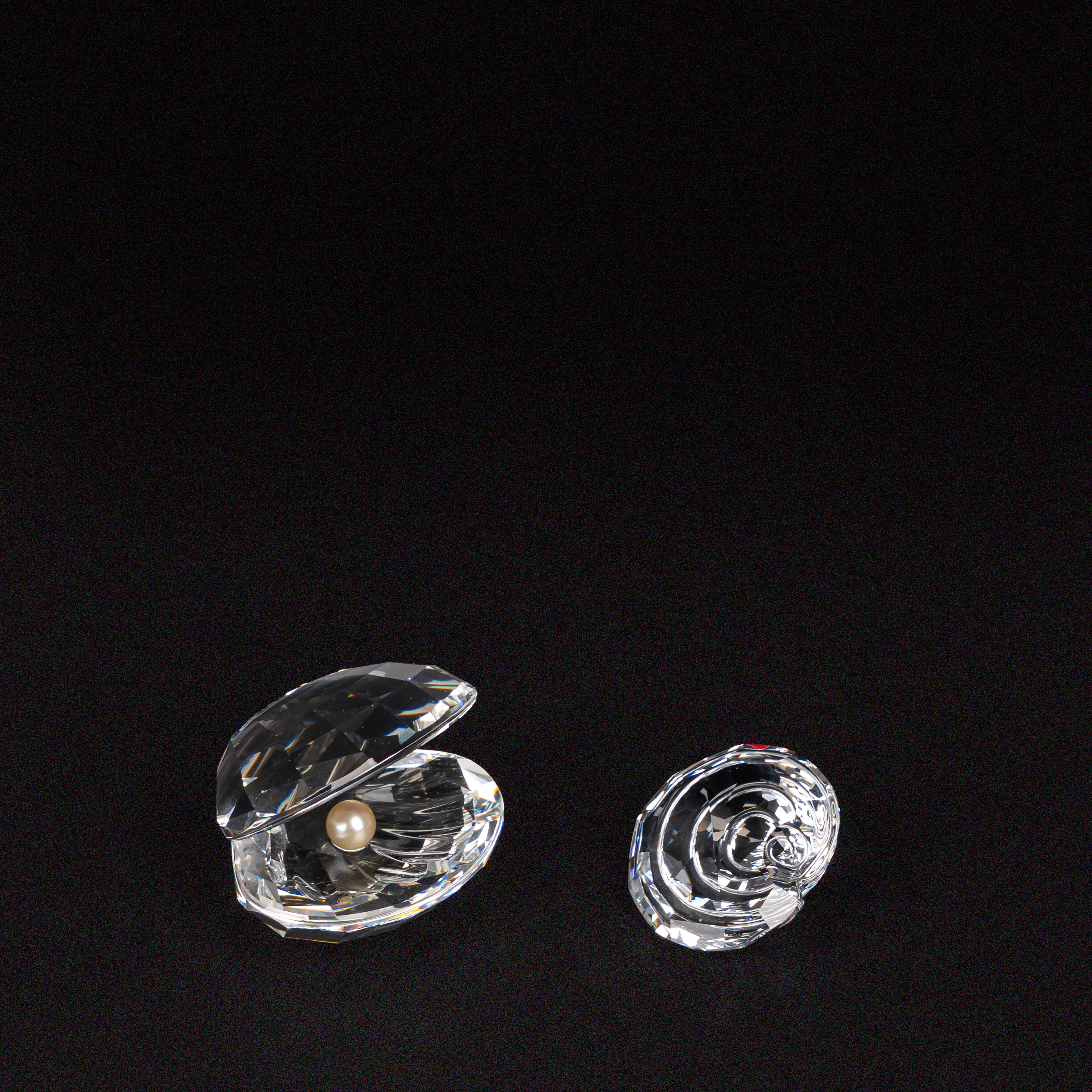 Swarovski - Ostrica con perla “Aquatic Worlds” e conchiglia “Renewal gift”, in cristallo