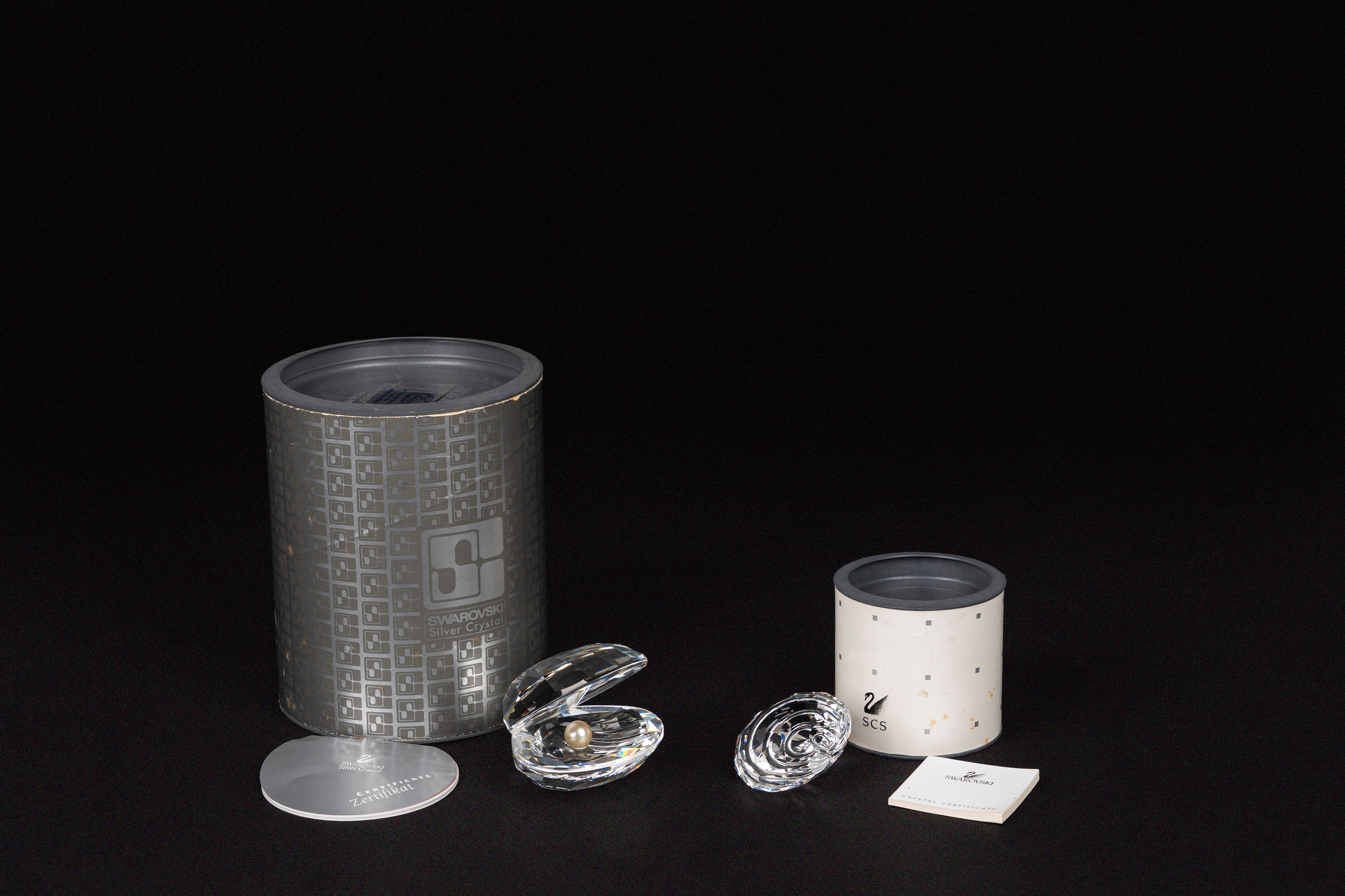 Swarovski - Ostrica con perla “Aquatic Worlds” e conchiglia “Renewal gift”, in cristallo