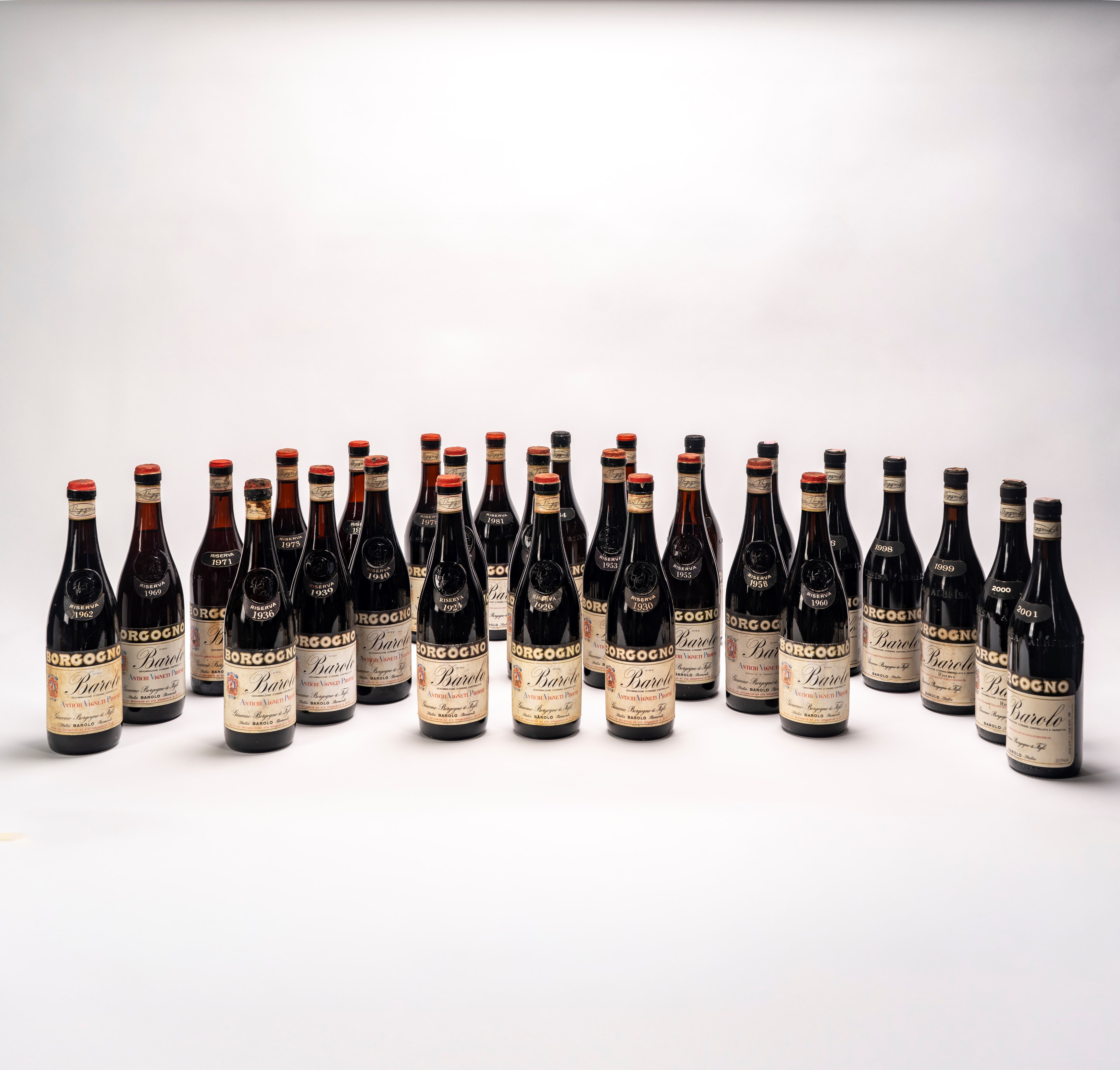 Italia - Verticale di Barolo “Borgogno”, 28 bottiglie (1990–1924 ca.)