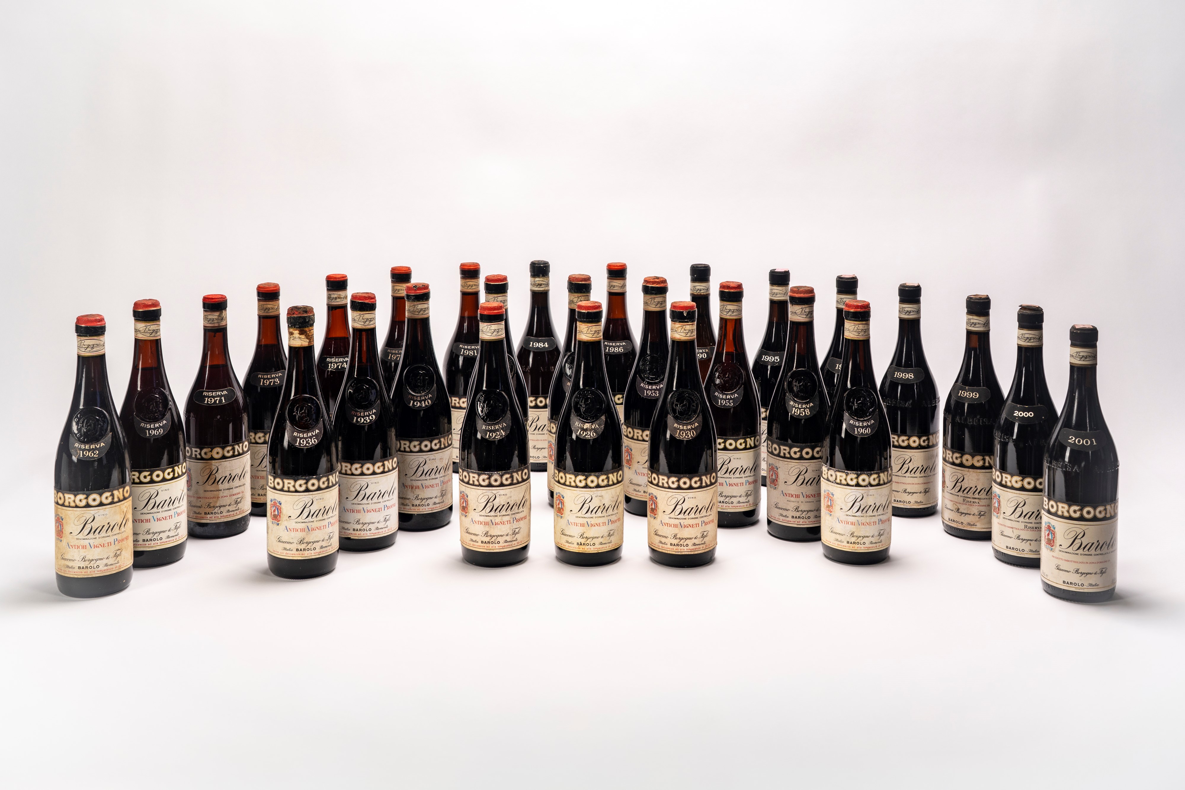 Italia - Verticale di Barolo “Borgogno”, 28 bottiglie (1990–1924 ca.)