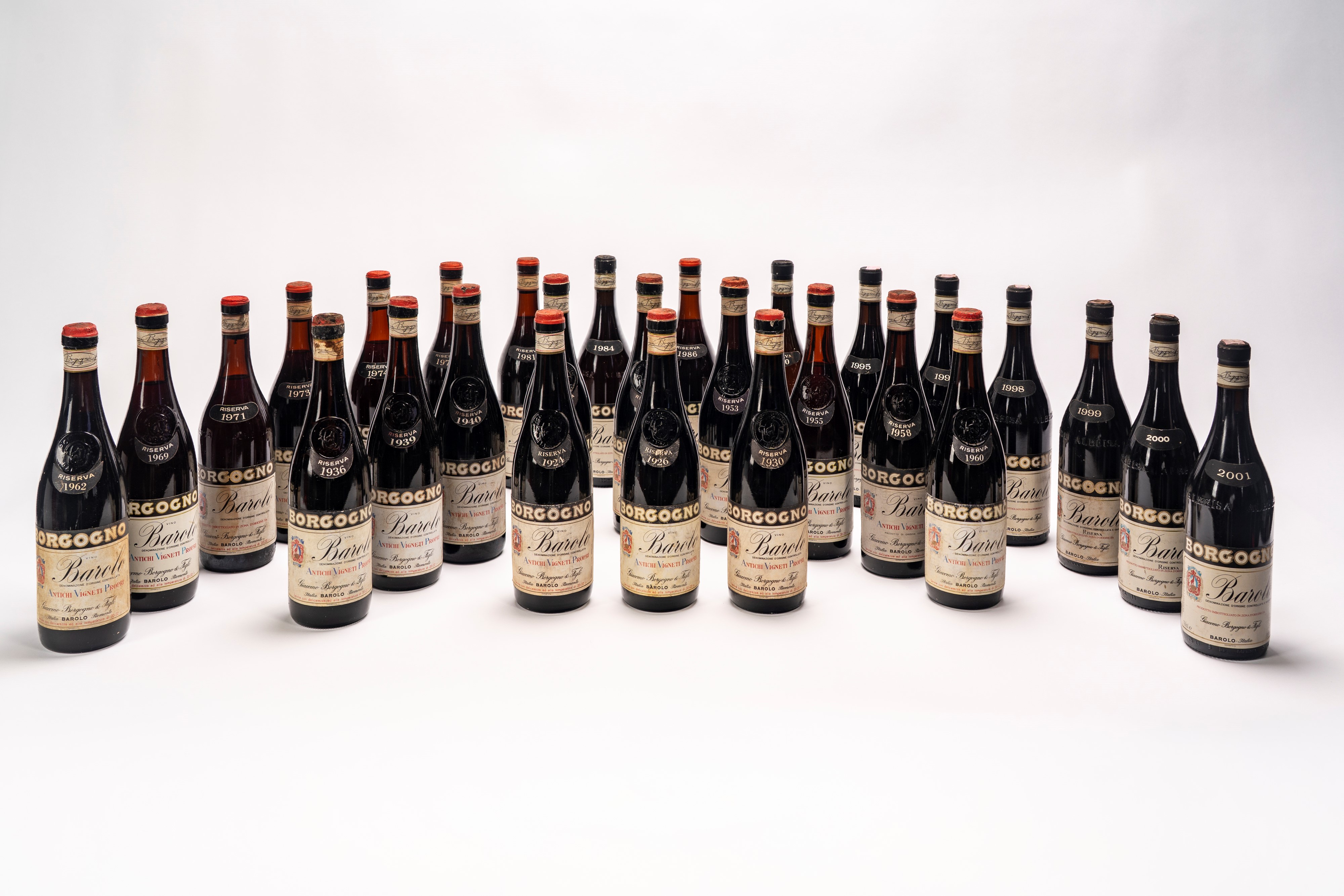 Italia - Verticale di Barolo “Borgogno”, 28 bottiglie (1990–1924 ca.)
