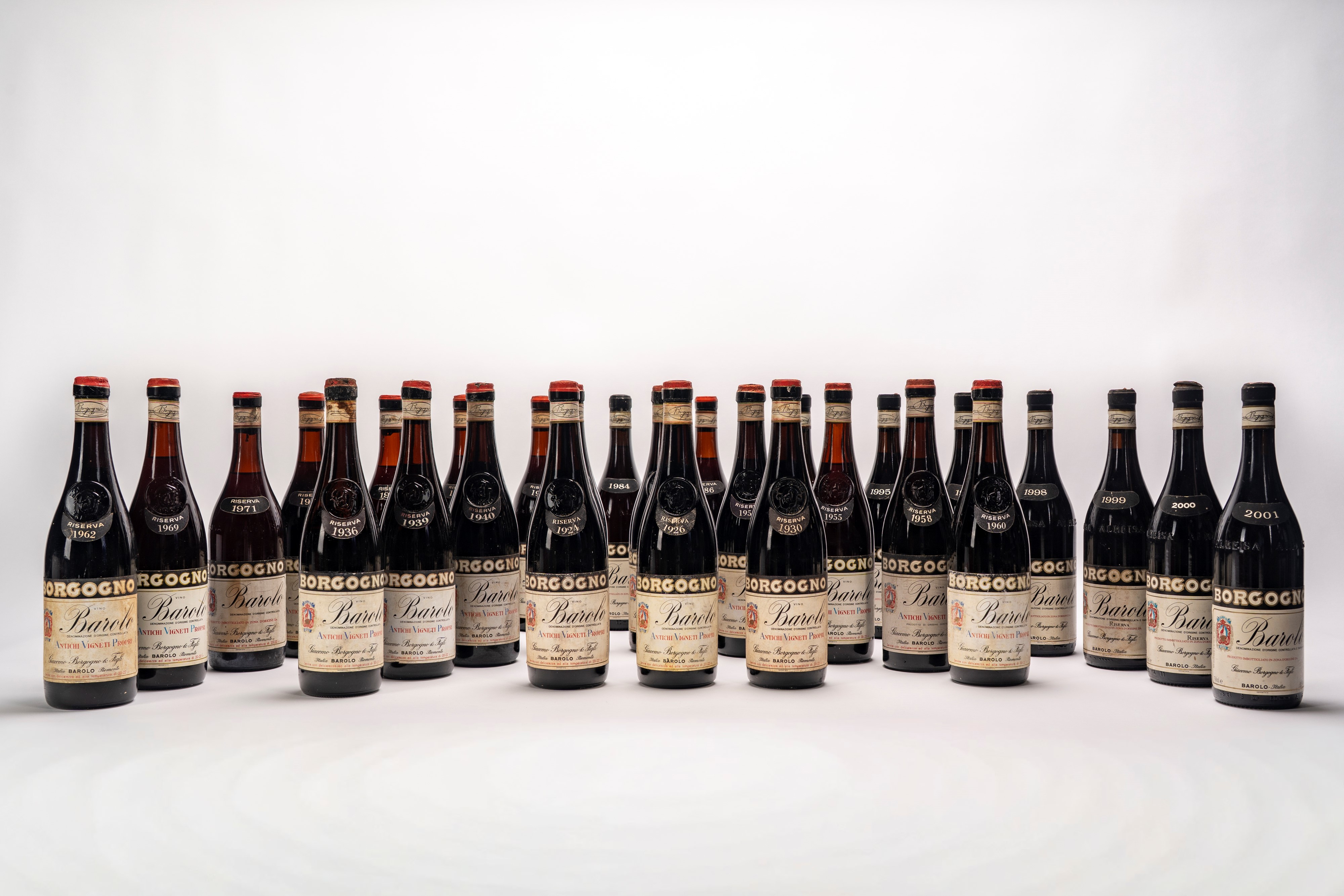 Italia - Verticale di Barolo “Borgogno”, 28 bottiglie (1990–1924 ca.)