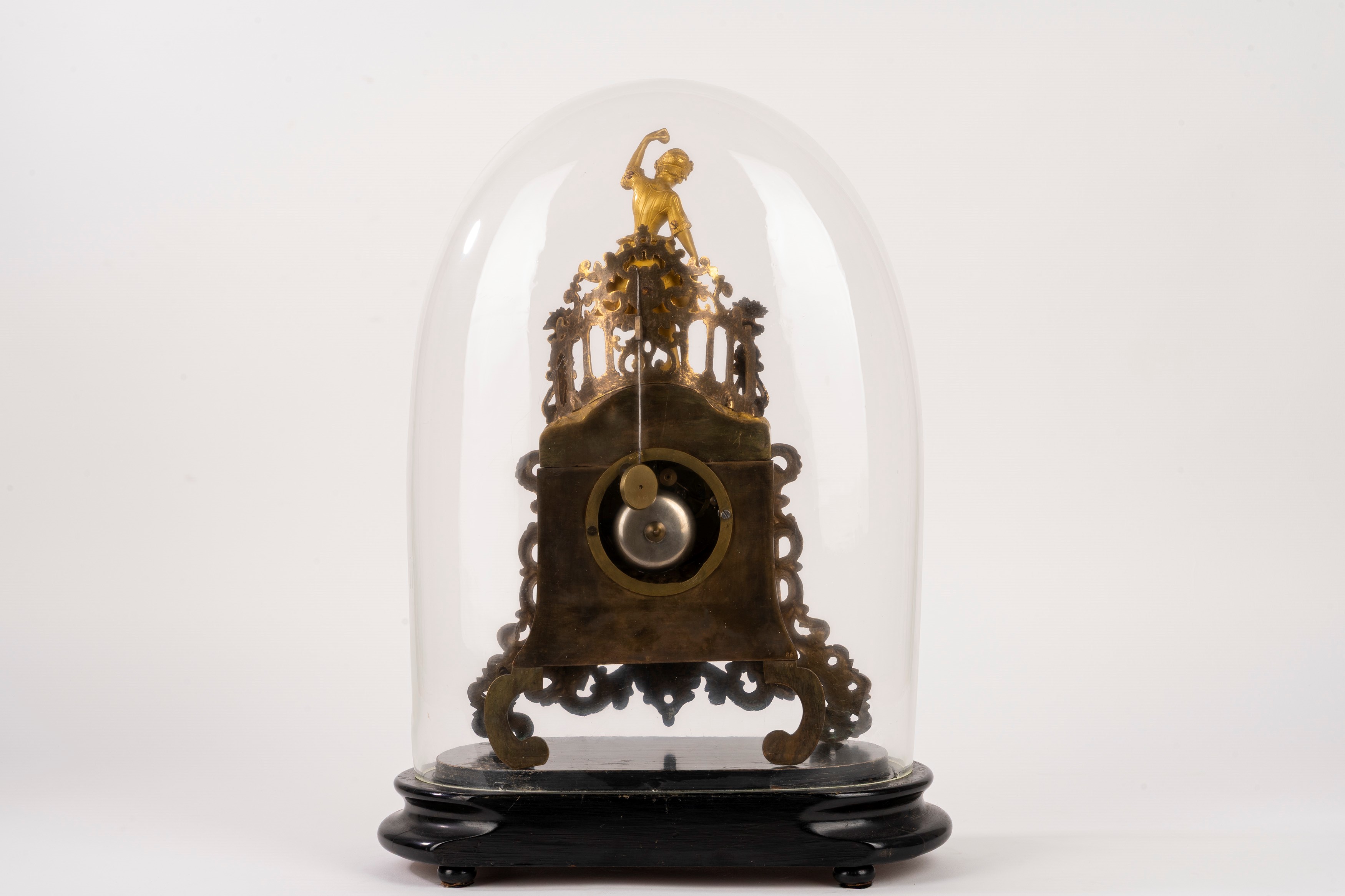Pendola da tavolo in bronzo dorato, con fanciulla danzante, secolo XIX