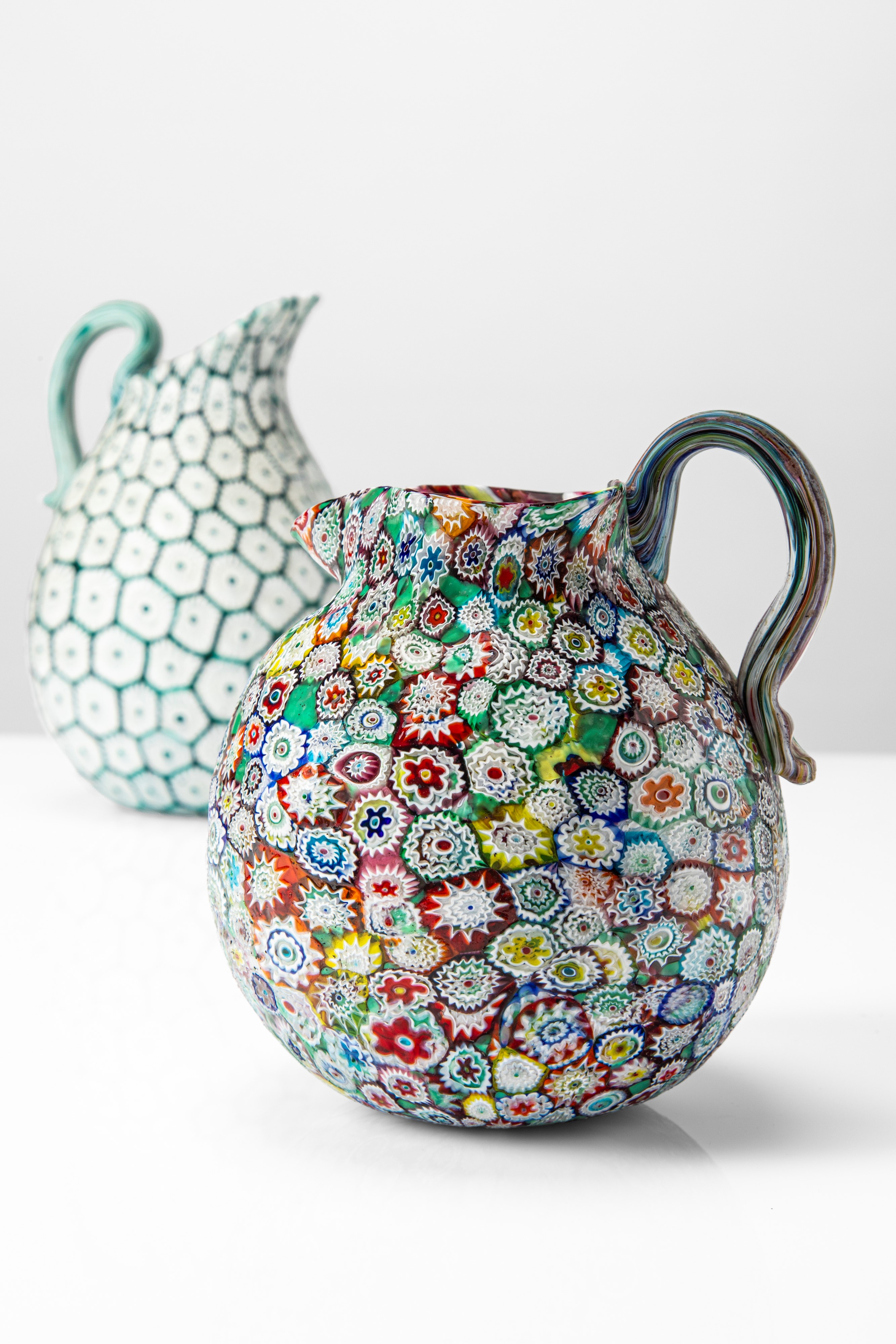 Fratelli Toso - Coppia di brocche a murrine in vetro