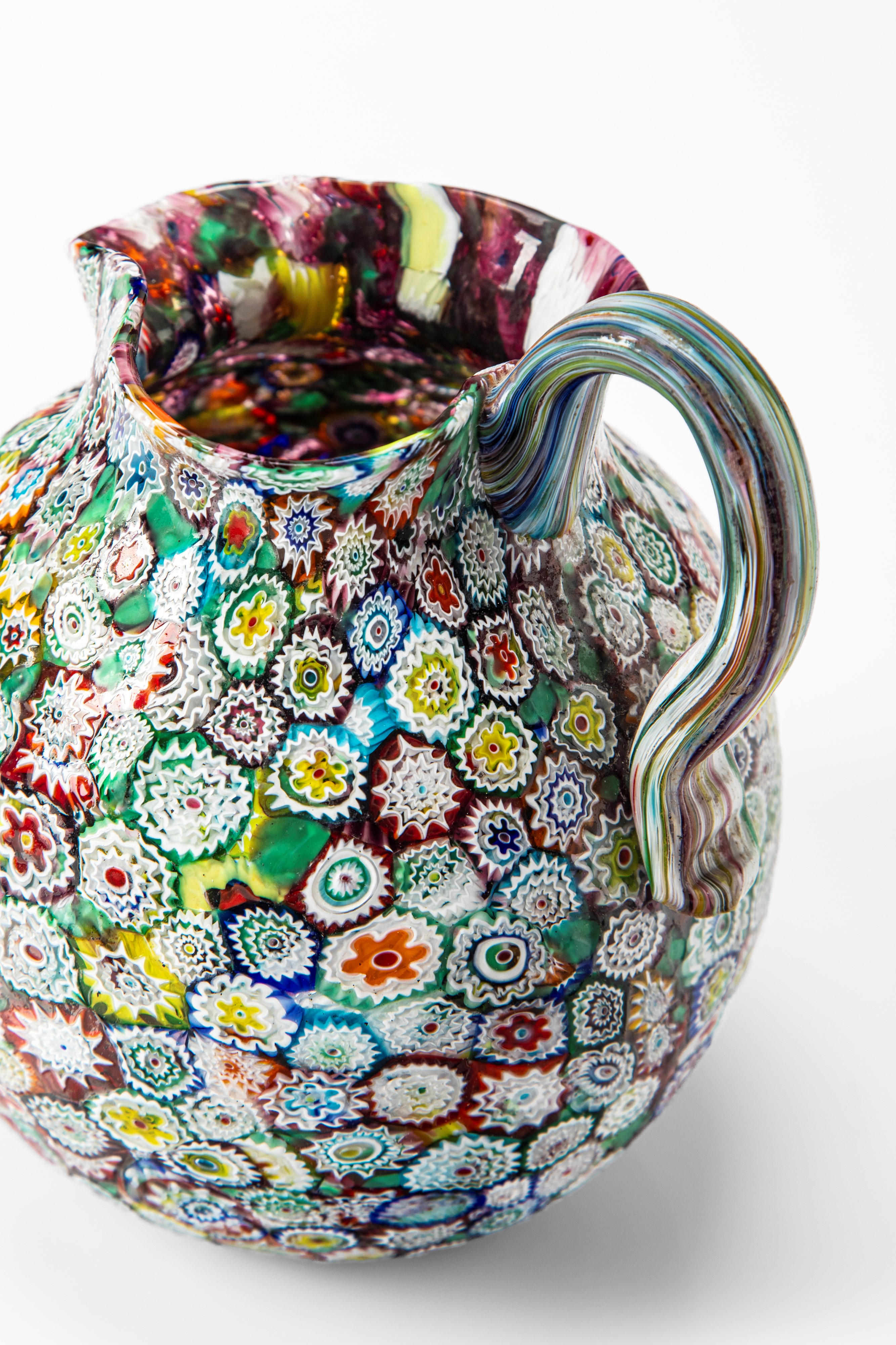 Fratelli Toso - Coppia di brocche a murrine in vetro