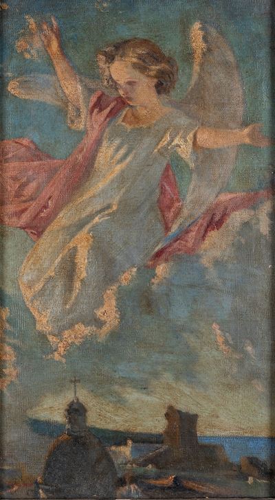 Angelo (frammento), olio su tela applicato su tavola