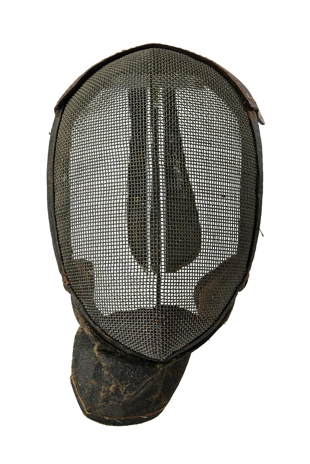 Maschera da scherma, protezione in rete di ferro con guarniture in cuoio (inizio XX secolo)