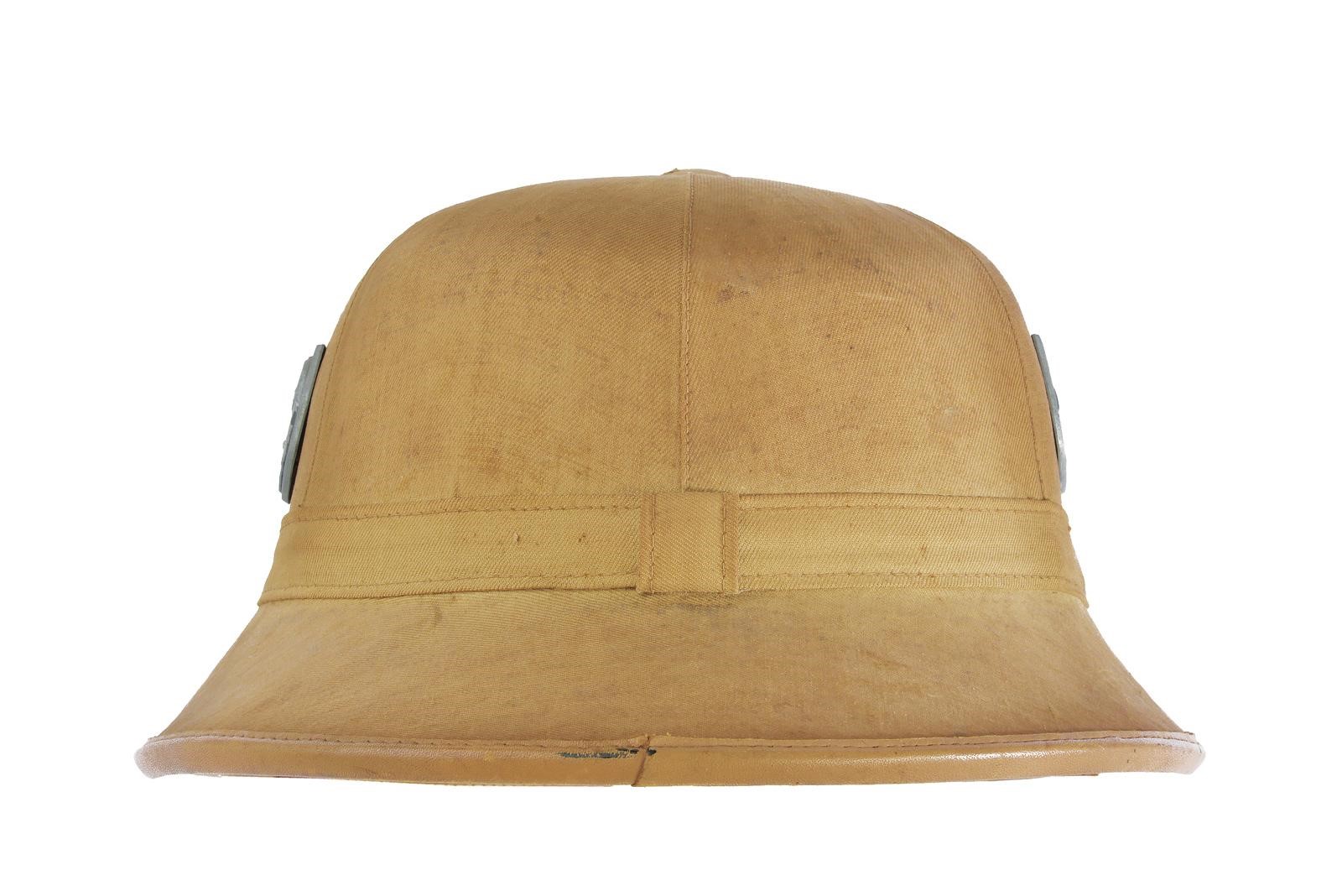 Casco coloniale tedesco, rivestito in lino e soggolo, 1933-1945