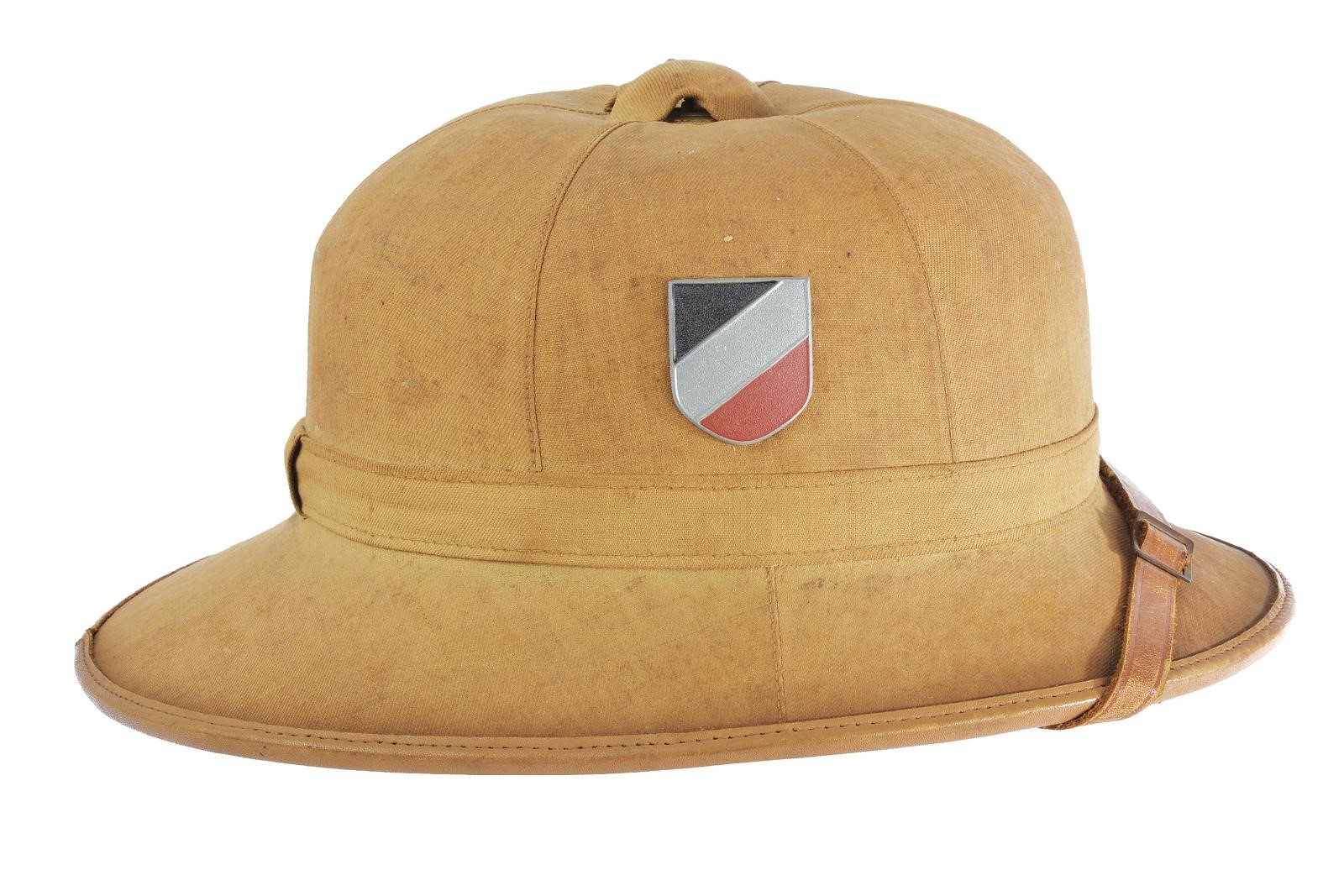 Casco coloniale tedesco, rivestito in lino e soggolo, 1933-1945