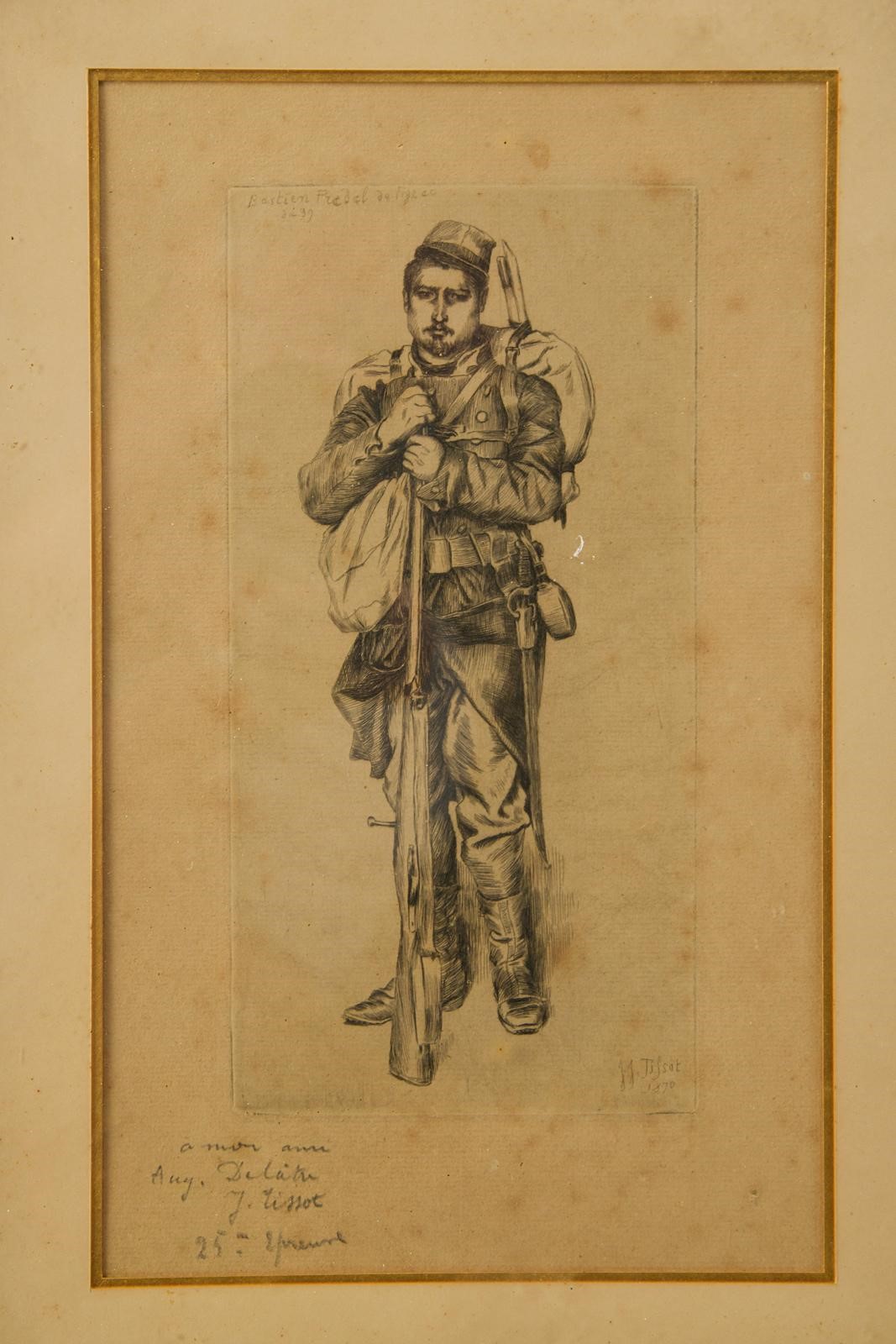 Due carboncini con figure di soldati, fine XIX secolo