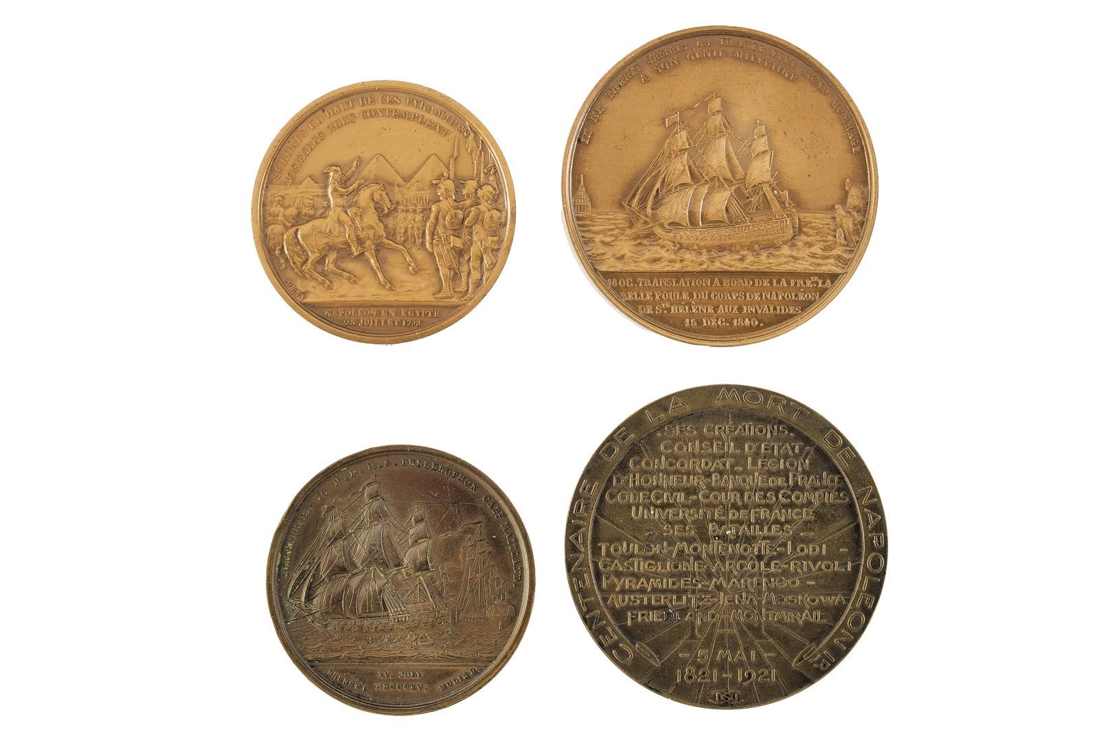 Napoleone Bonaparte, Lotto di quattro medaglie commemorative, Francia, diametro 41–40 mm