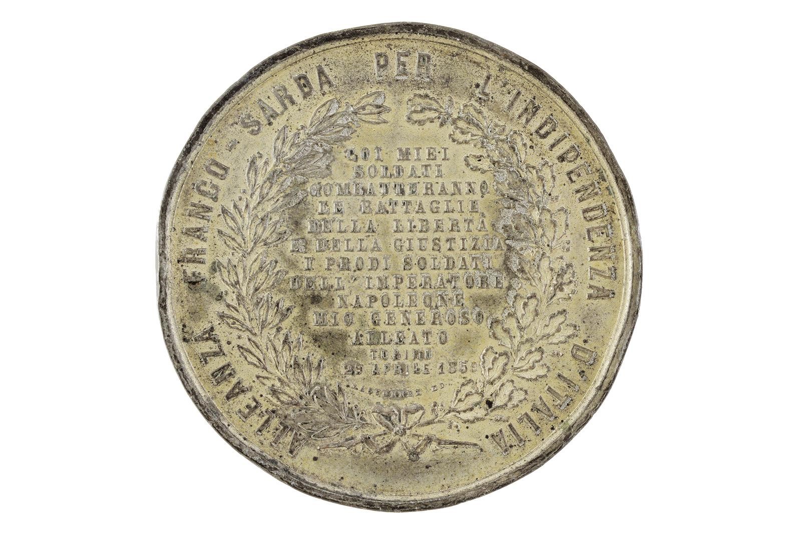 Vittorio Emanuele II, Alleanza Franco-Sarda (medaglia in bronzo, diametro 50 mm)